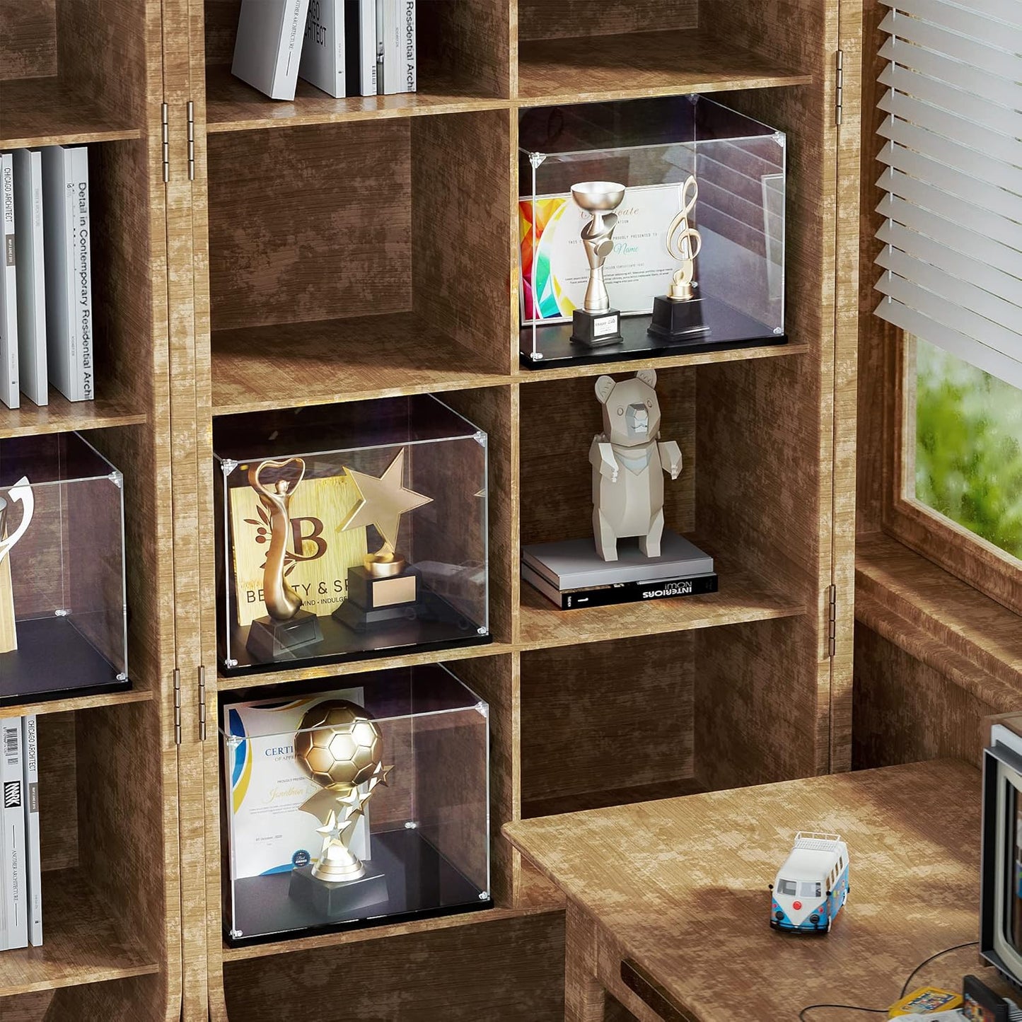 Clear Acrylic Display Case, Self-Assemble Showcase for Collectibles, Action Figures, Dolls, Toys - Alternative Glass Box for Commemorative Gifts(14x14x14 inch, 35x35x35 cm)