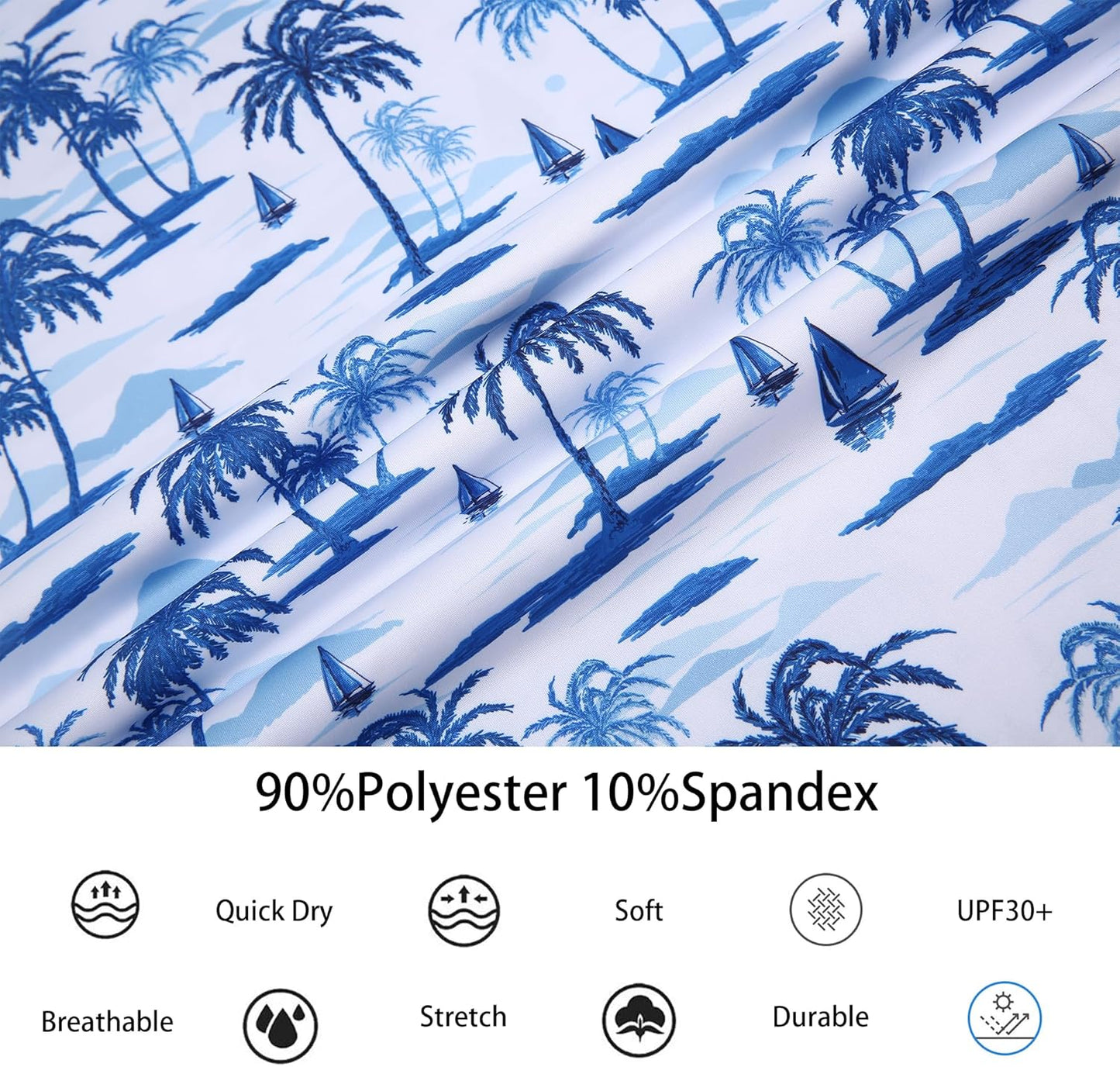 Alex Vando Mens Hawaiian Golf Shirt Moisture Wicking Digital Print Golf Shirts for Men