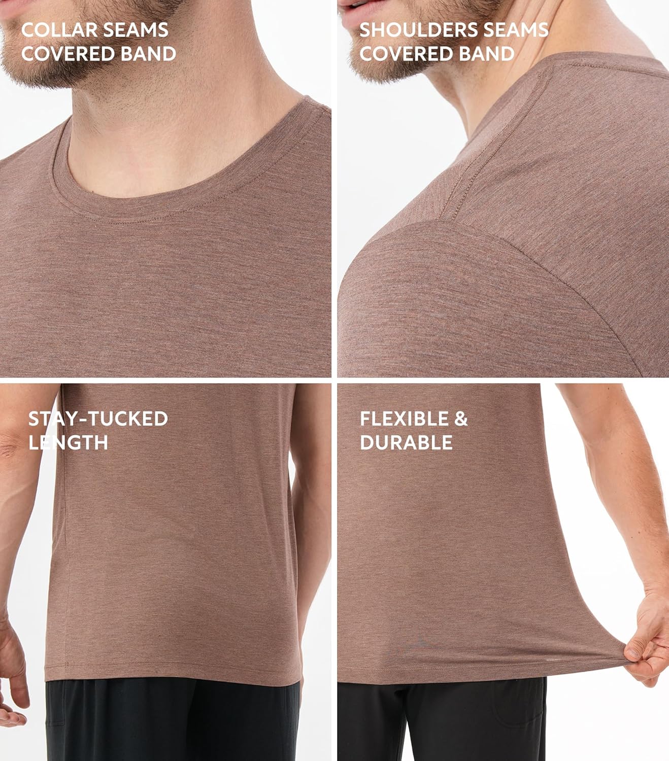 DAVID ARCHY Men's Undershirt Bamboo Rayon Moisture-Wicking Crewneck T-Shirts Stretch Tees for Men, 3 or 5 Pack