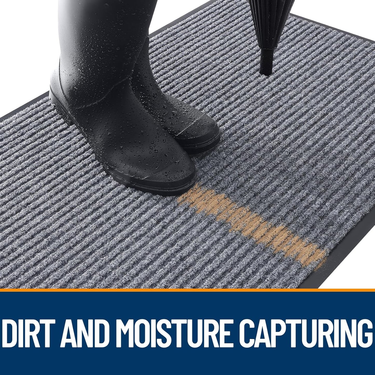 OLANLY Front Door Mat Indoor Outdoor Entrance, Waterproof Heavy Duty Doormat, Fade Resistant, Low Profile, Easy Clean Patio Porch Welcome Floor Mats for Entry, 59x23, Light Gray