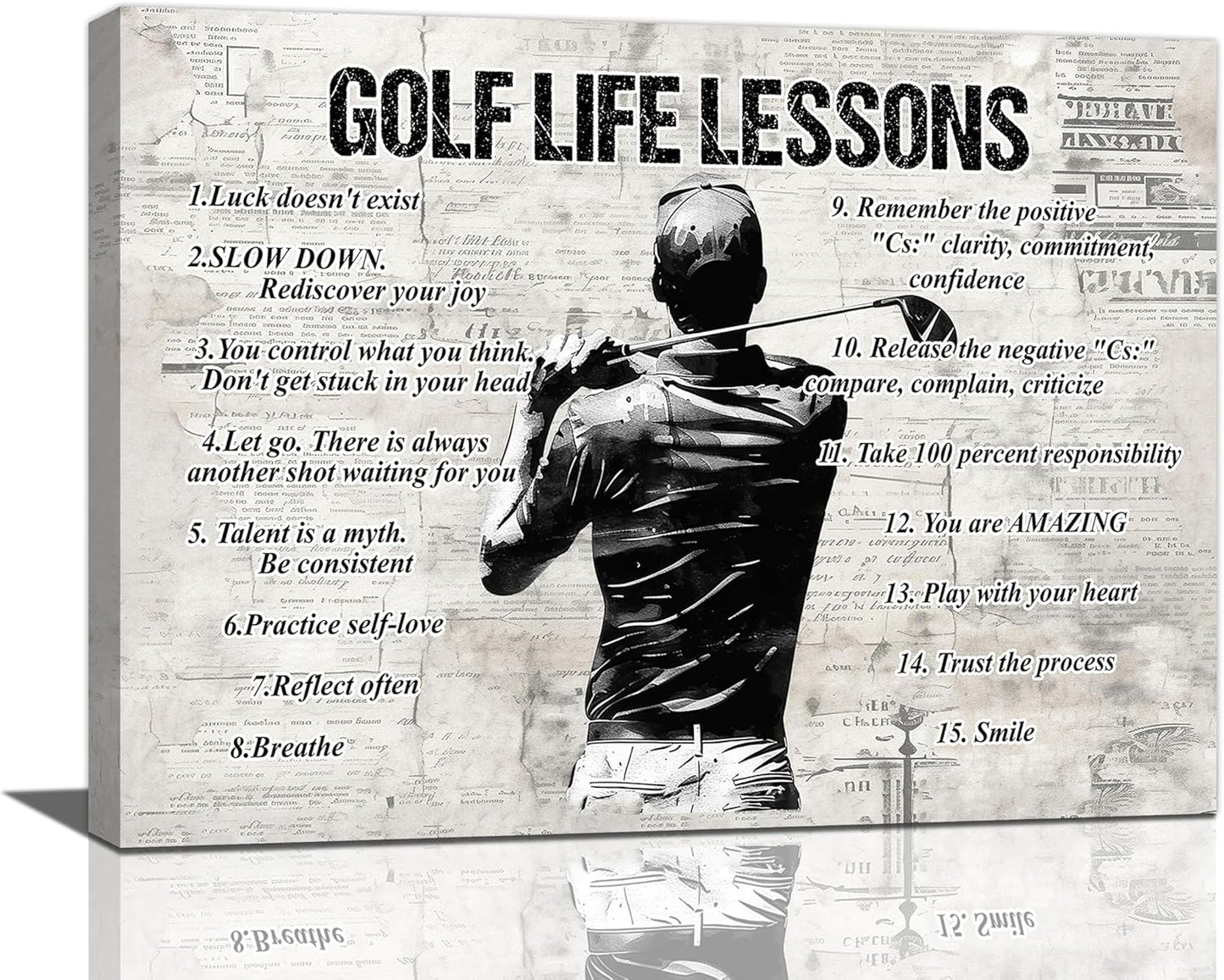 Gyeong Golf Sports Wall Art Golf Life Lessons Wall Decor Golf Sign Retro Poster Boy Men Room Motivational Decorations Canvas Print Painting Artwork for Bedroom Bathroom Living Room 16"x12"