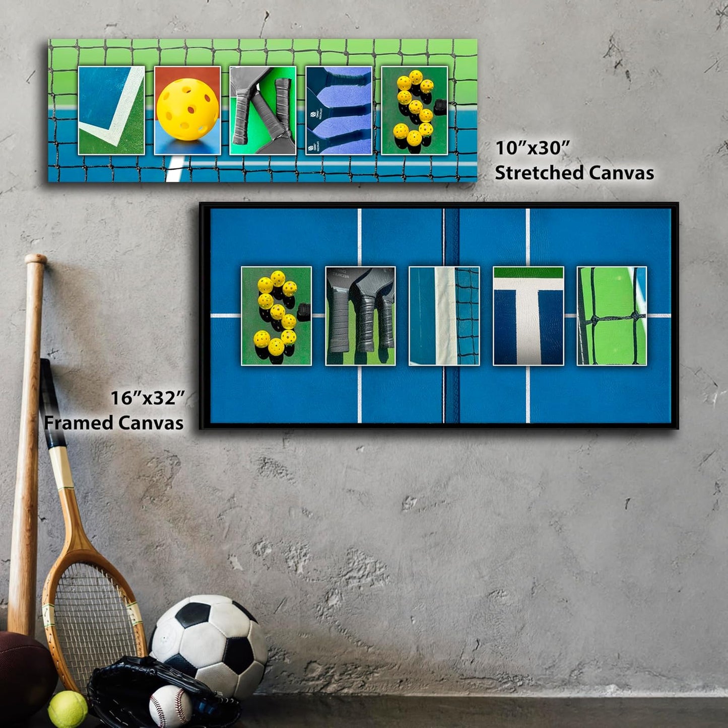 Personal-Prints PICKLEBALL Personalized Name Art Print | Customized Gift for the Pickleball Player, Duo or as a Trophy |Unique and Custom Photo Canvas Wall Art Décor (6"x18" Stretched Canvas)