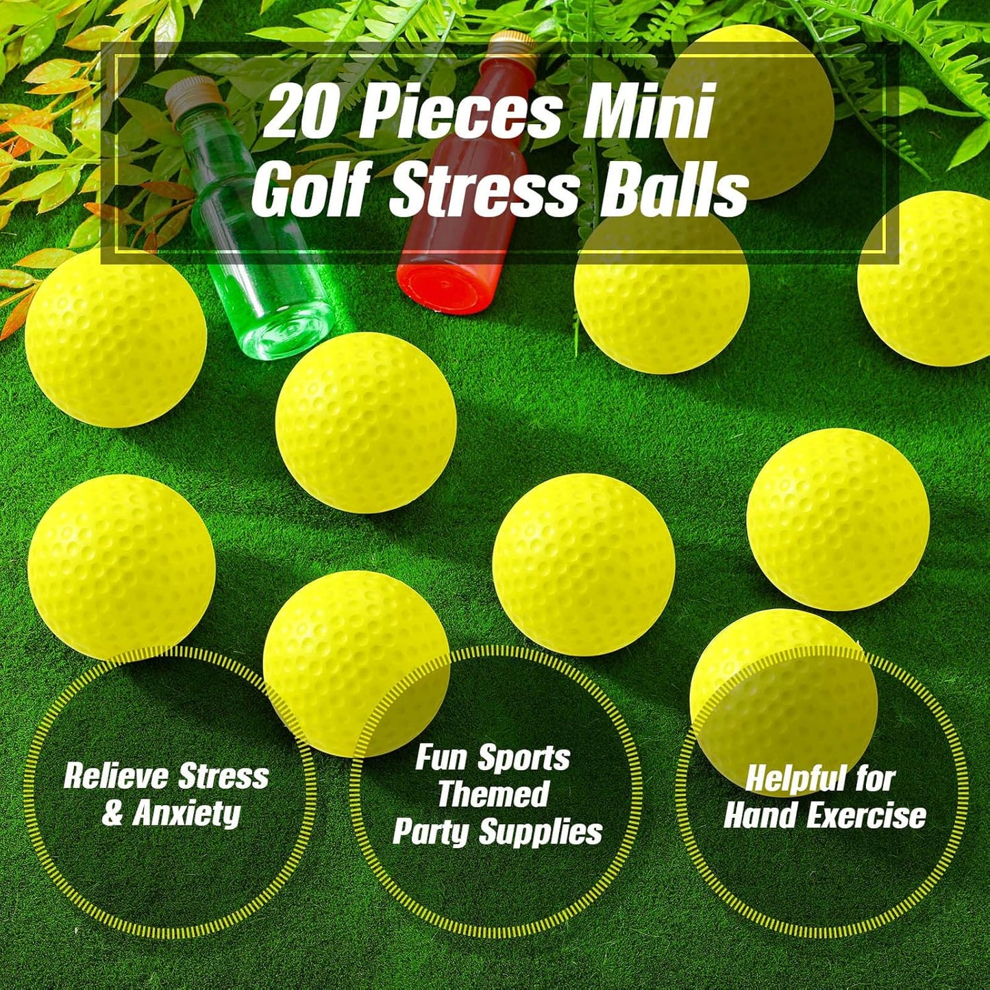Libima 20 Pcs Mini Golf Stress Ball Bulk 2.5 Inch Foam Practice Balls Stress Relief Sports Ball with Storage Bag for Golf Birthday Party Favors Carnival Reward Gift