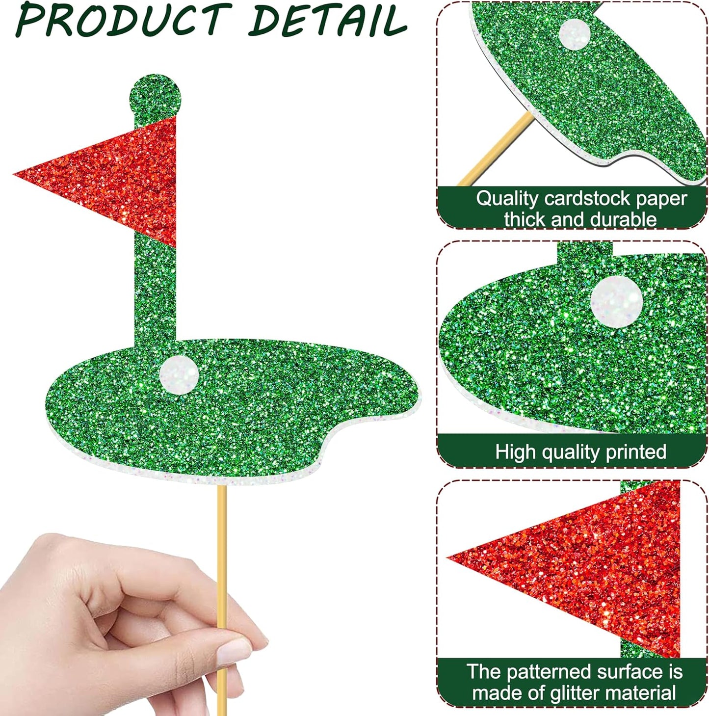 12Pcs Golf Party Centerpiece Sticks Glitter Golf Birthday Party Table Toppers Golf Centerpiece Decorations for Golf Sport Theme Baby Shower Supplies