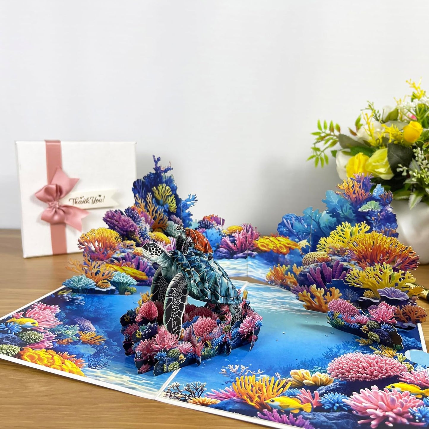 3D Sea Turtle Popup Card - Handmade Ocean-Themed Paper Art for Birthday, Anniversary, Christmas, Father’s Day - Unique Greeting Card Gift for Him, Her, Dad, Son, Husband, Wife, Turtle Lover