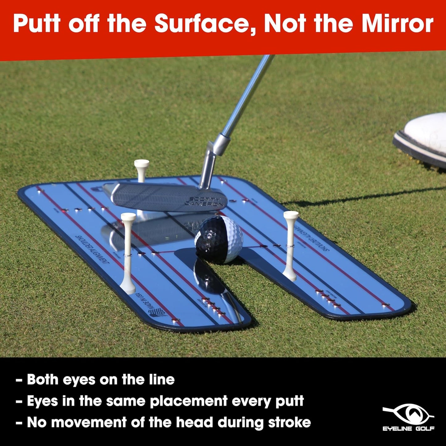 EyeLine Golf Putting Mirror - Alignment Training Aid Used by Top Tour Pros for Consistent Setup, Checks Eyes-Shoulders-Putter Face for Improved Accuracy, Indoor-Outdoor Practice