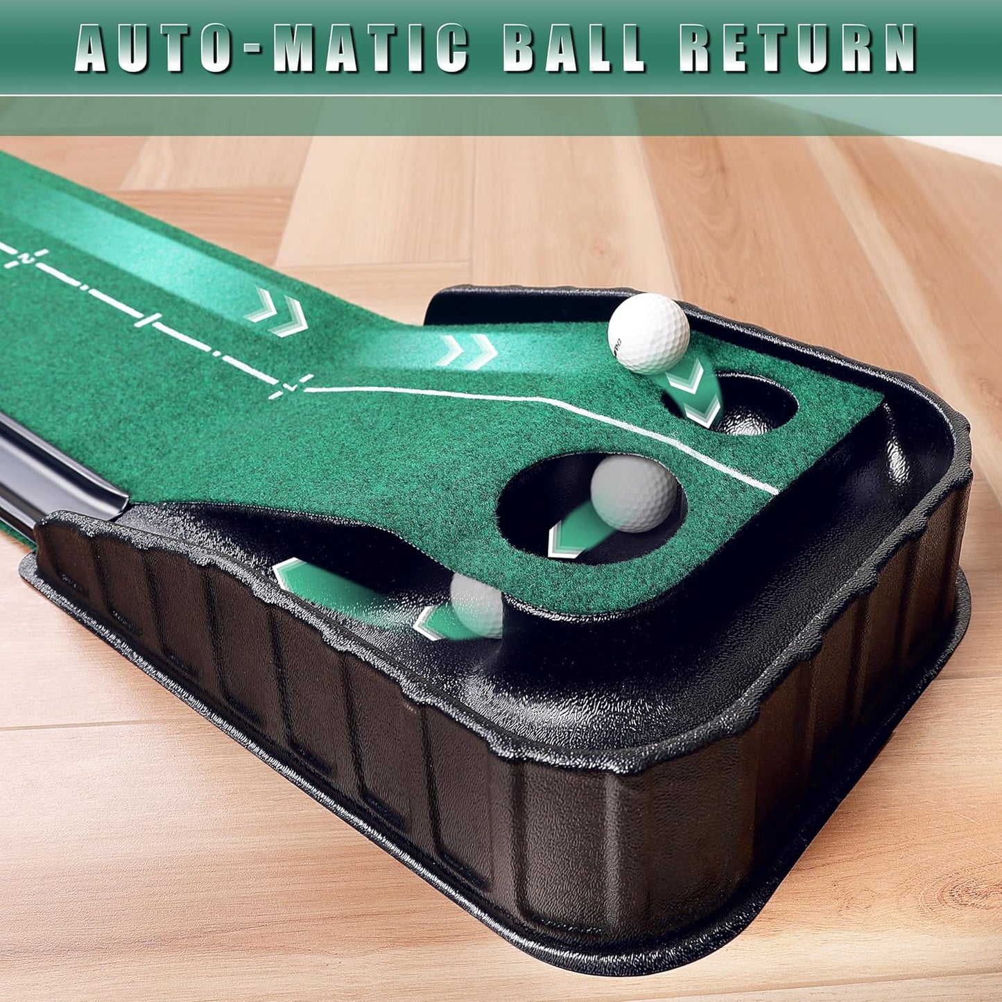 CHAMPKEY Golf Putting Green Indoor - Advanced Guides Golf Putting Mat - Enhance Putting Accuracy and Challenge