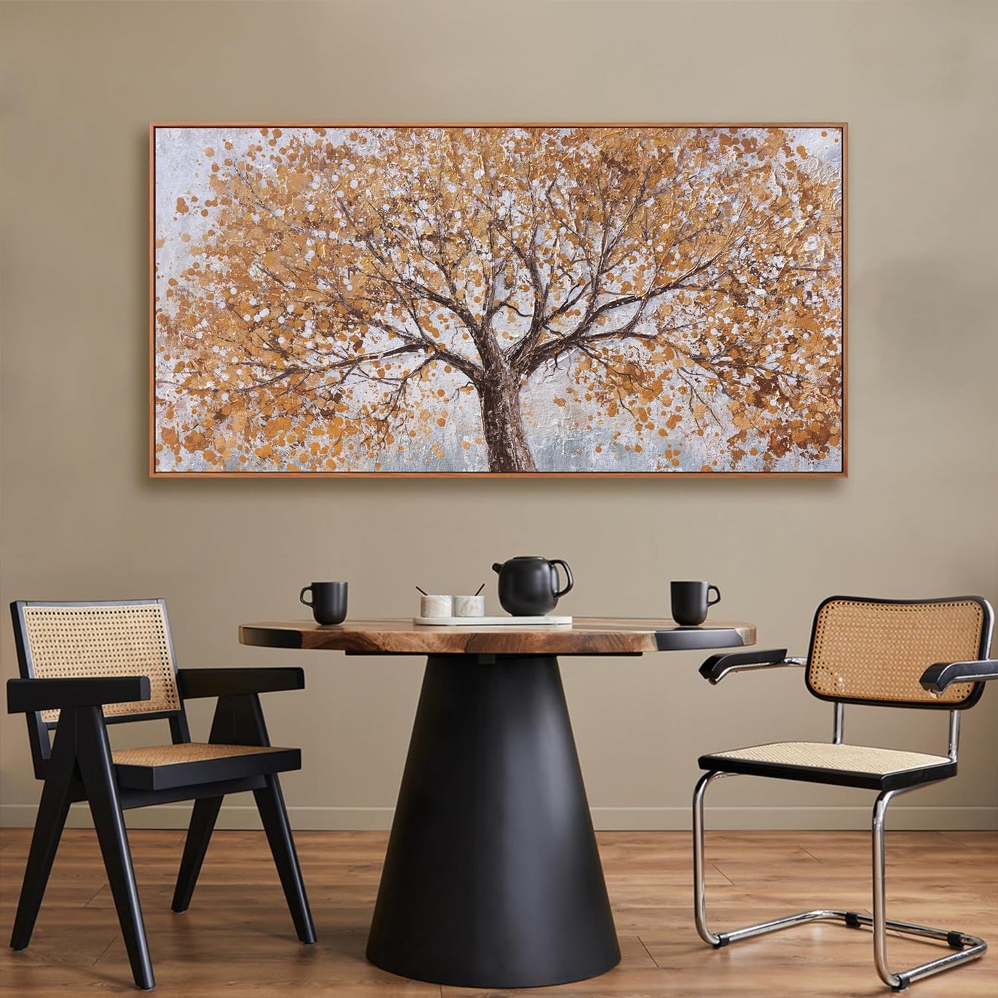 Framed Wall Art Gold Tree Of Life Framed Modern Artwork Canvas Painting Textured Tree Pictures Wall Decor For Living Room Bedroom Dining Room Home Office Decor Ready To Hang 24"X48"