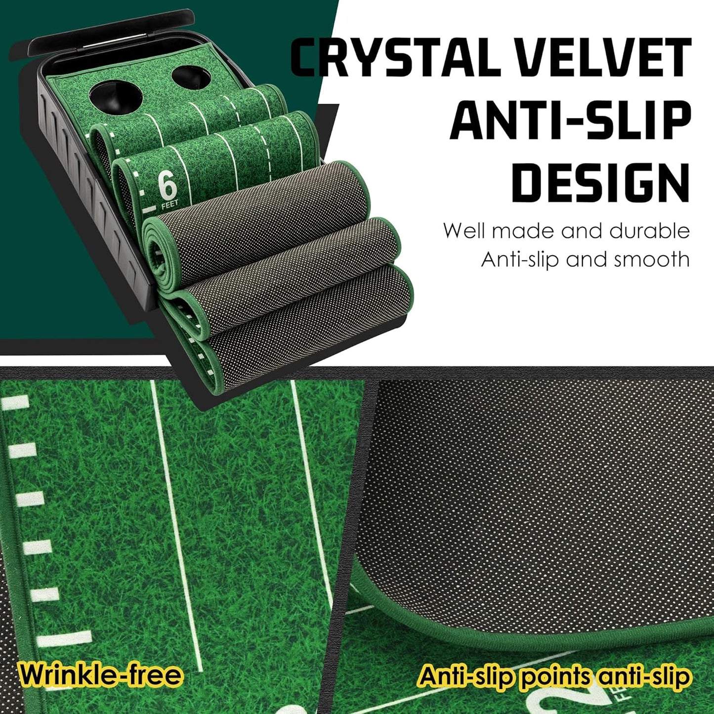 ropoda 9ft Golf Putting Green, Portable Putting Mat for Home and Office with Auto Ball Return Function, Golf Practice Putting Mat Aid for Indoor and Outdoor Use, Classic or with a Putting Mirror