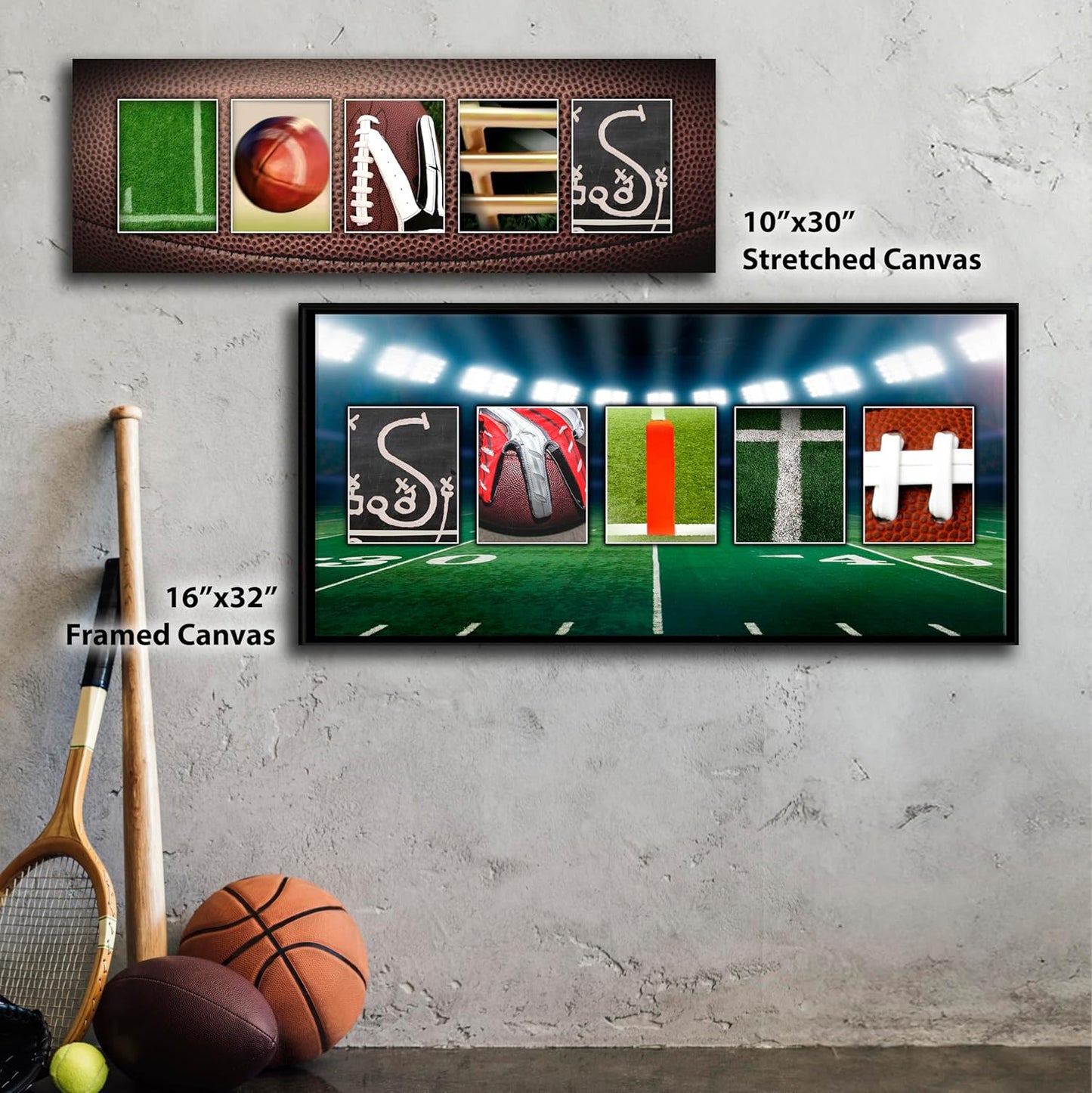 Personal-Prints FOOTBALL Personalized Décor or Gift for the Coach, Player or Fan |Customized Football Name Wall Art Gift (6"x18" Stretched Canvas)