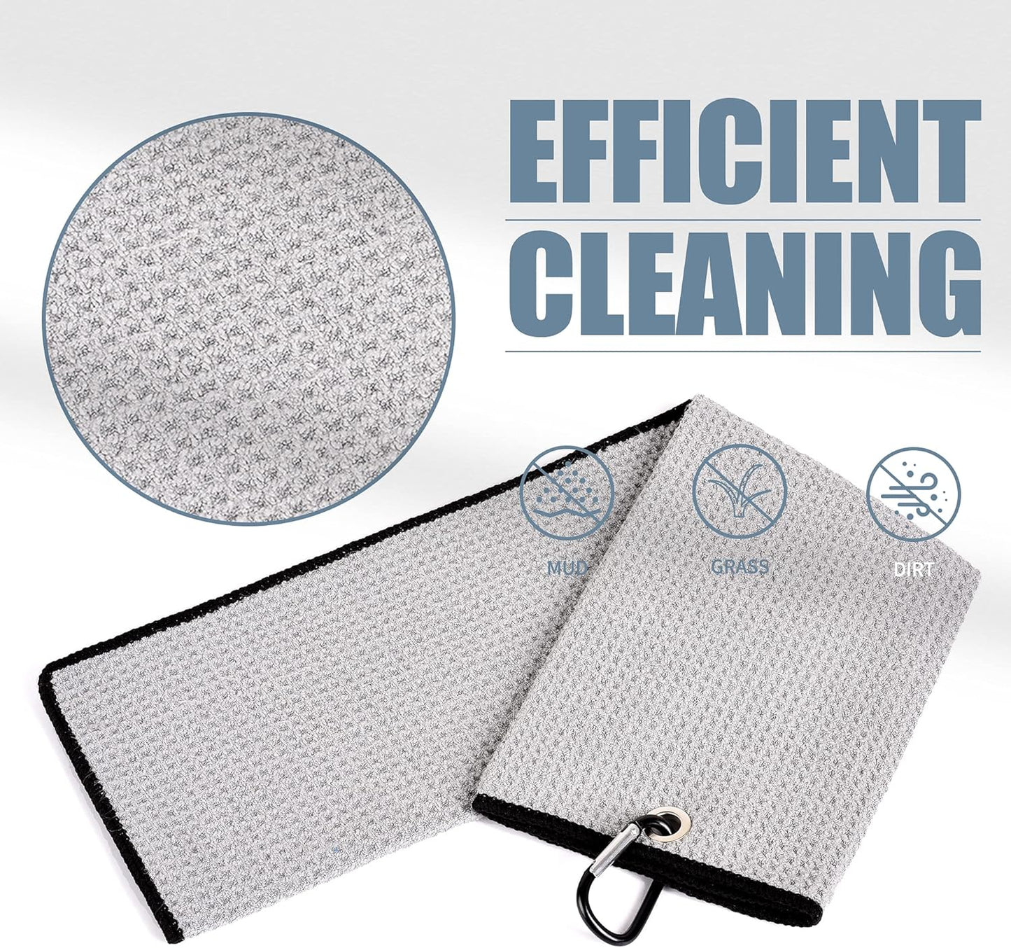 Mile High Life Golf Towels - Microfiber Waffle Pattern Tri-fold, Brush Tool Kit with Club Groove Cleaner with Retractable Cord and Clip, for Men Women, Golf Gift