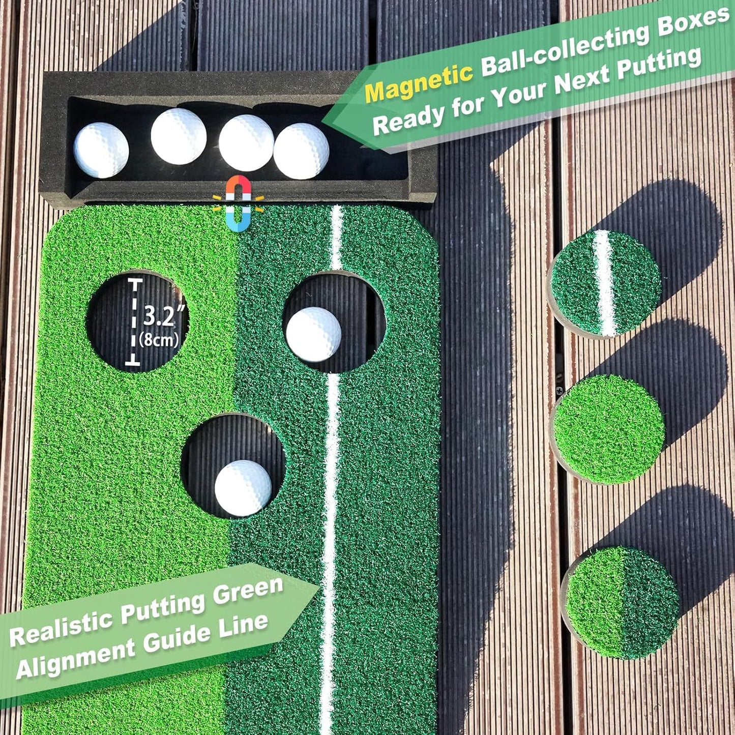 SENSECLUB Indoor Putting Green, Foldable Putting Mat Golf Game Set, Golf Gifts for Men with Ball-Collect System