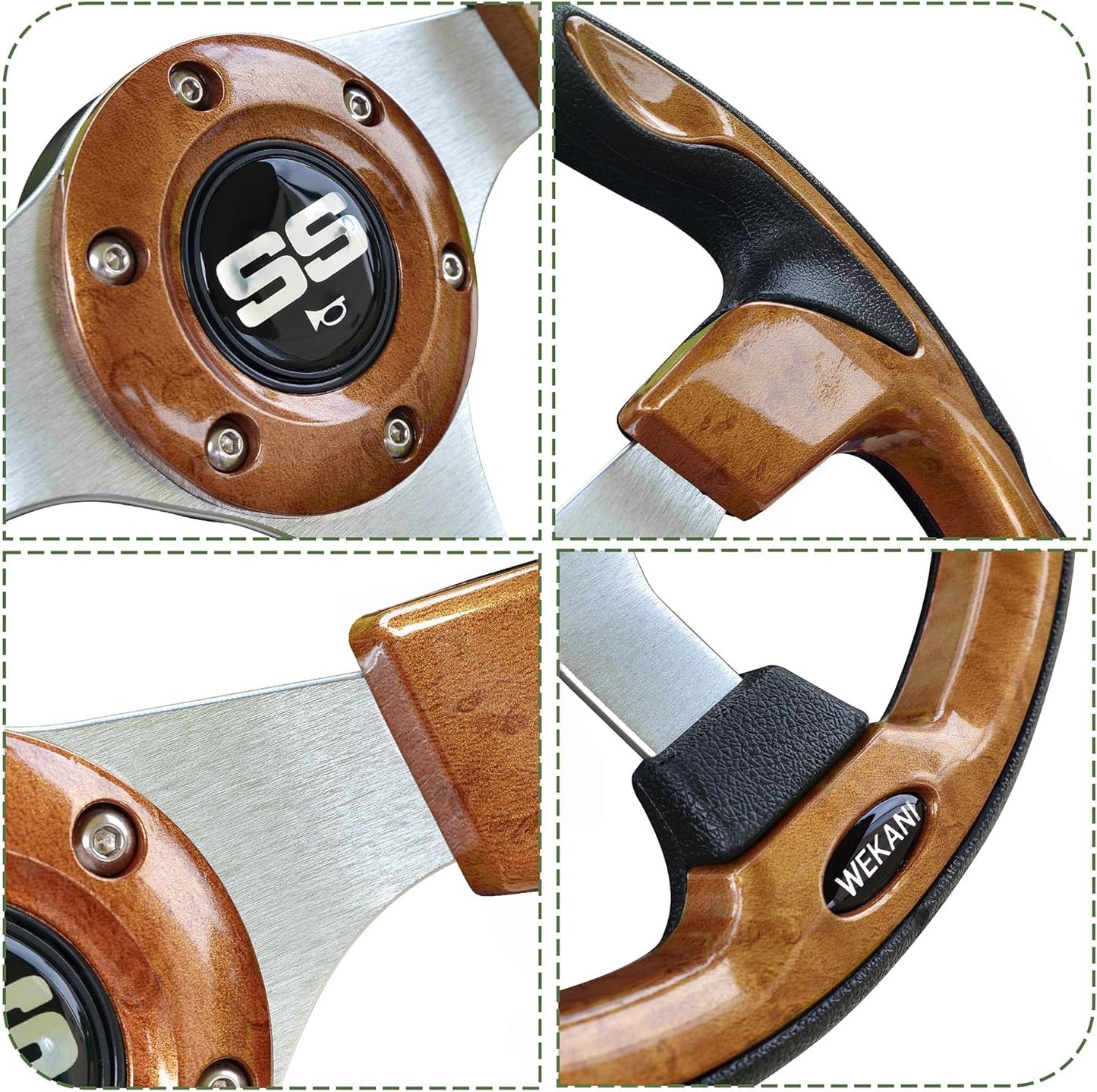 Golf Cart Steering wheel for EZGO YAMAHA and Club Car Precedent Most Golf carts Wood Grain