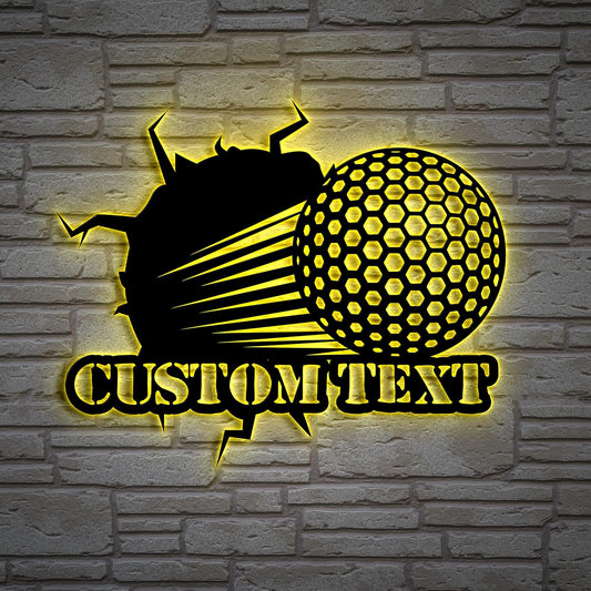 Personalized Golf Ball Decor For Boys Room, Custom Golf Metal Sign With LED Light, Home Decor, Gift For Dad, Son, Sports Lovers, Christmas Gift