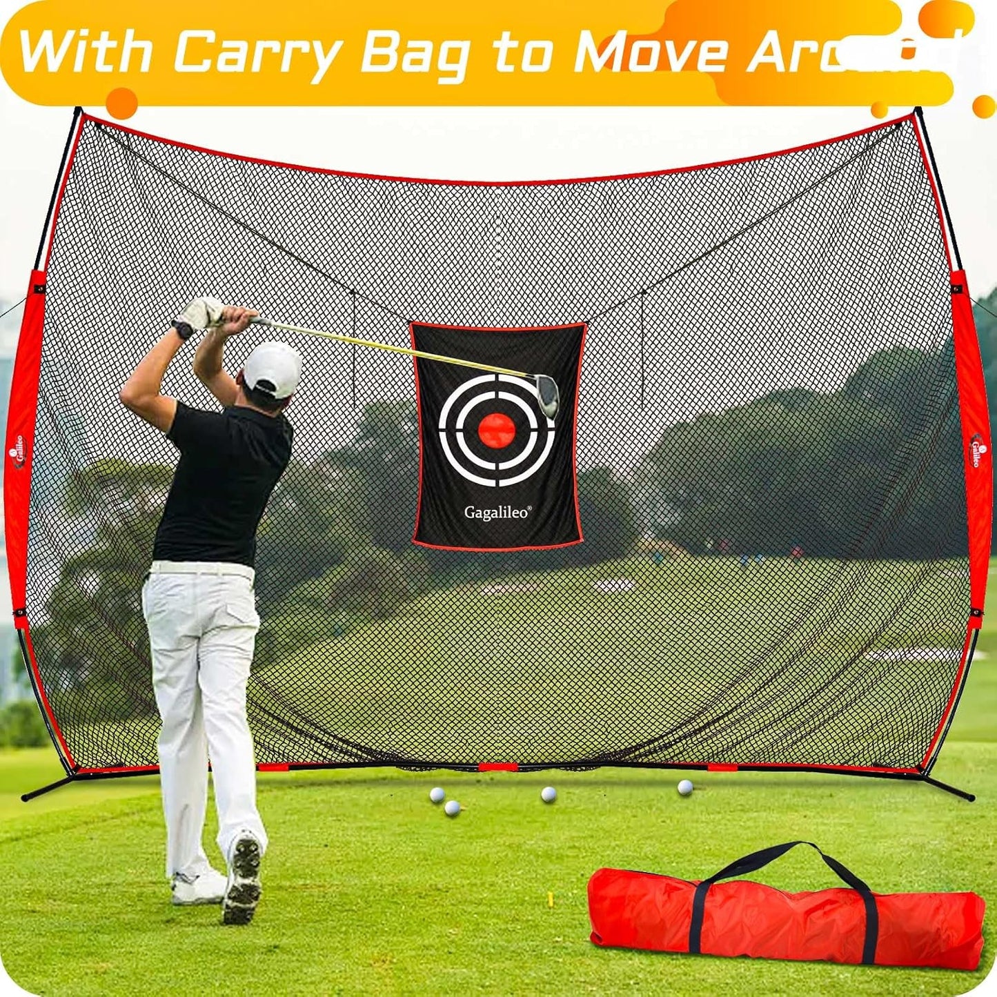 Gagalielo Golf Hitting Net with Target：Professional Heavy Duty Practice Net for Driver Swing Training Backyard Garage