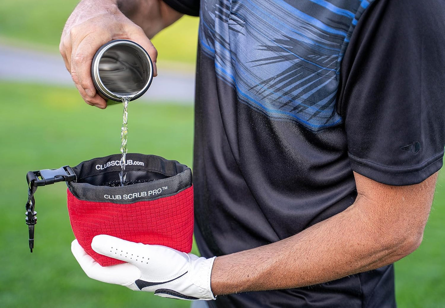 Club Scrub Golf Club and Golf Ball Cleaning Bag, Waterproof Clean Face Technology Liner, Detachable Clip, Machine Washable, Cleans Club Grooves, Dry Exterior (Neoprene or Microfiber Option Available)