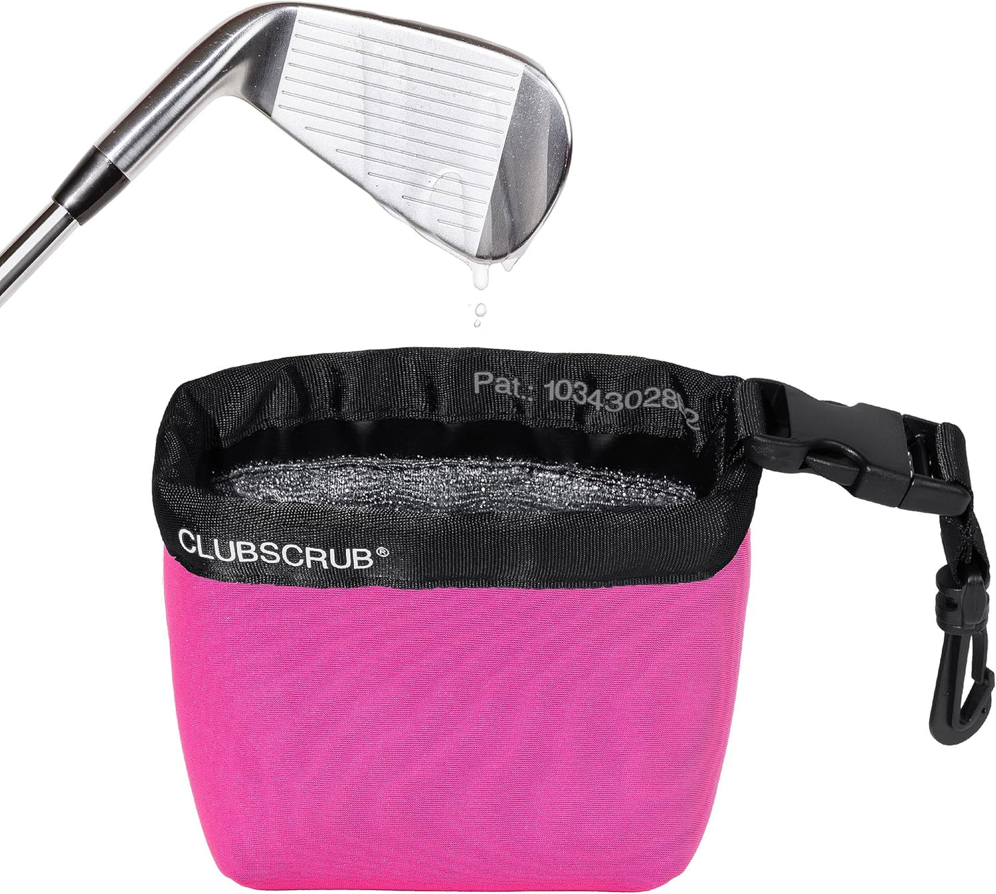 Club Scrub Golf Club and Golf Ball Cleaning Bag, Waterproof Clean Face Technology Liner, Detachable Clip, Machine Washable, Cleans Club Grooves, Dry Exterior (Neoprene or Microfiber Option Available)
