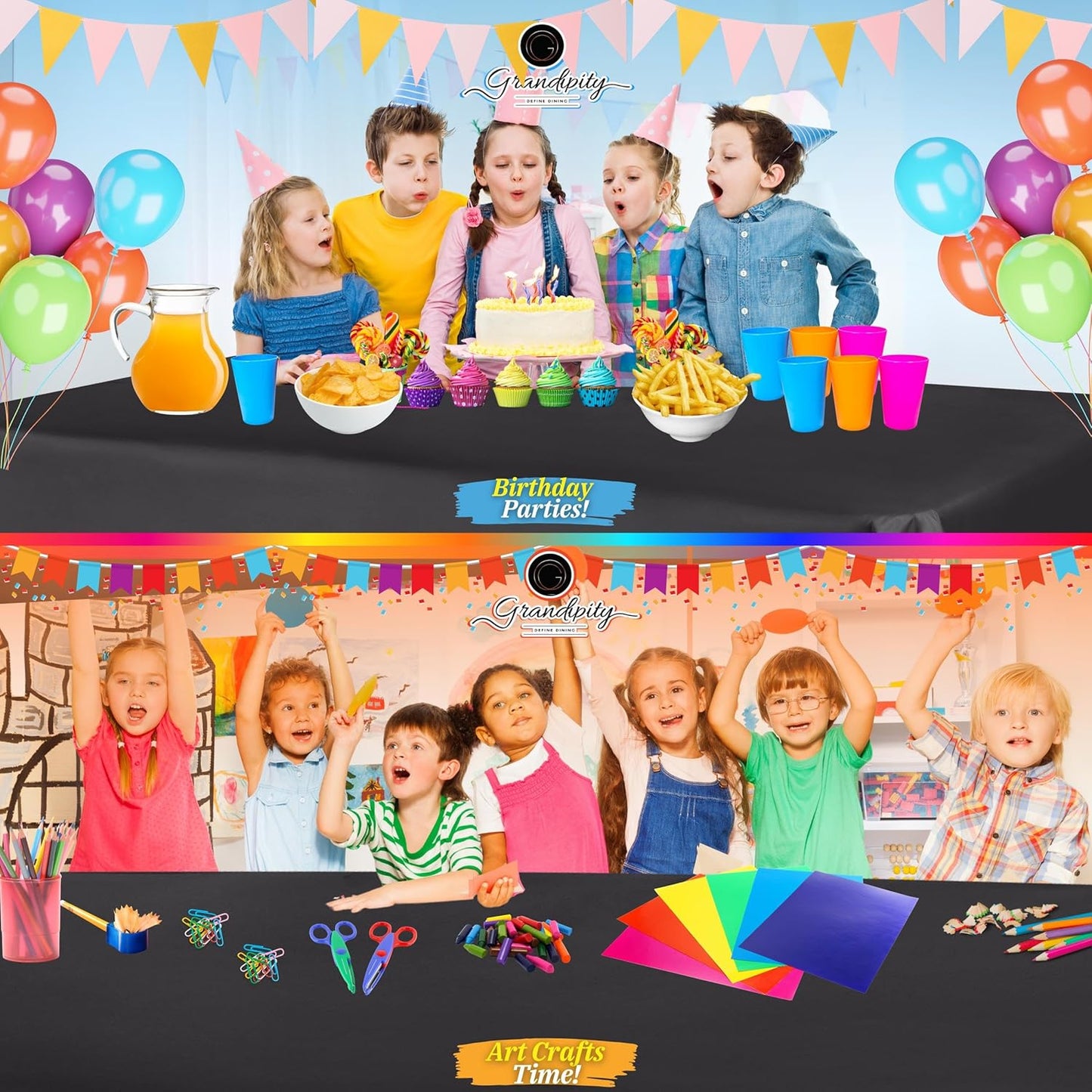 Grandipity 12 Pack Premium Disposable Plastic Tablecloth 54 Inch. x 108 Inch. Decorative Rectangle Table Cover - Dark Grey