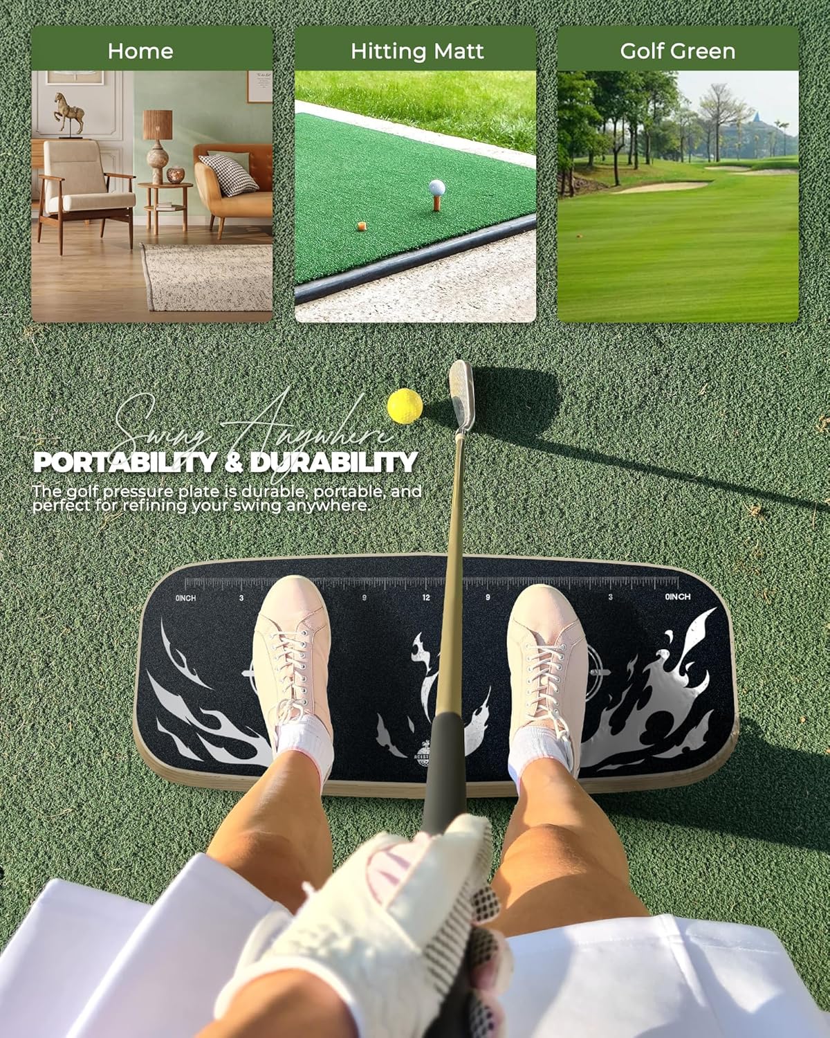 Golf Pressure Plate, Gravity Transfer Board Training Aid to Weight Shift Golf Training Aid for Indoor Practice, Golf Swing Speed Trainer for Beginners Correct Swing Sequence Tempo