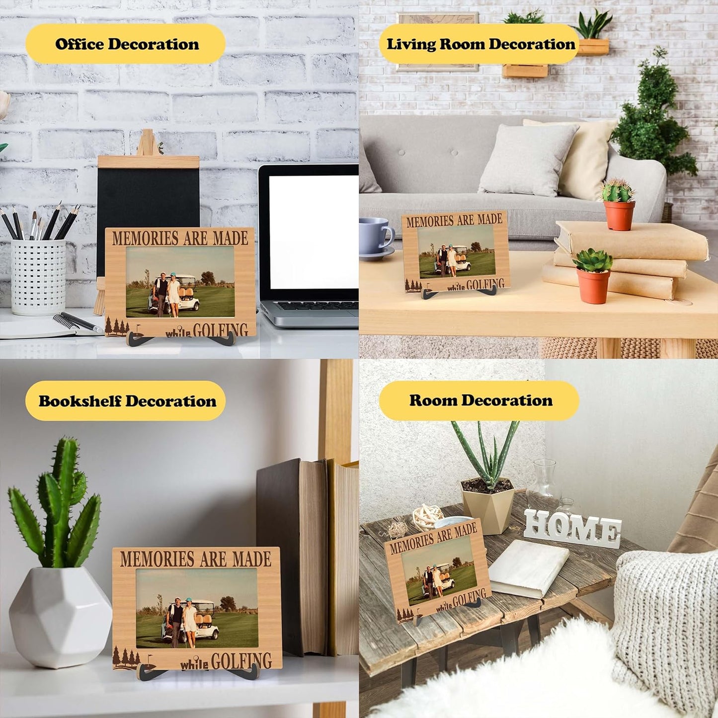 Golf Photo Frame - Sport Themed Wooden Tabletop Picture Frame with Stand - Gifts For Golf Lover - Golf Gifts for Dad Uncle Friends Colleagues - Home Office Desk Decor -A54