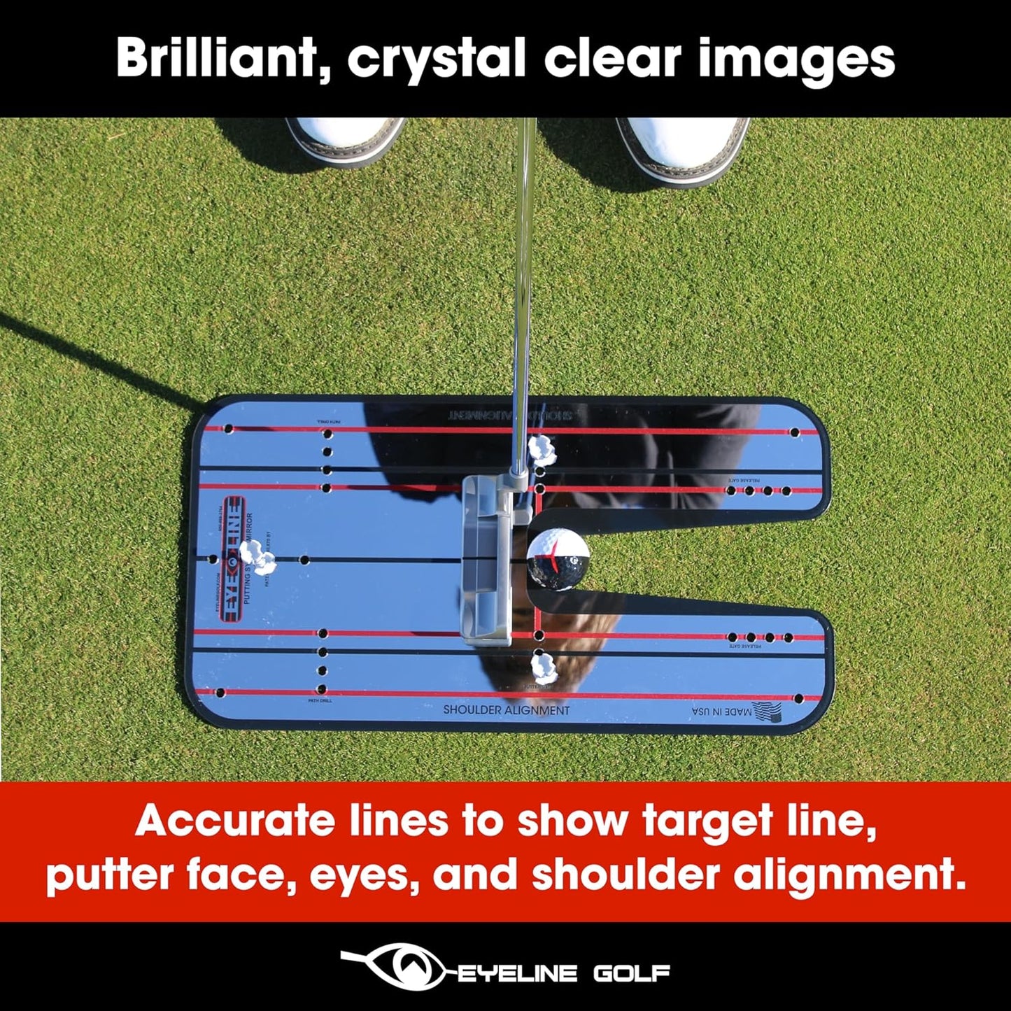 EyeLine Golf Putting Mirror - Alignment Training Aid Used by Top Tour Pros for Consistent Setup, Checks Eyes-Shoulders-Putter Face for Improved Accuracy, Indoor-Outdoor Practice