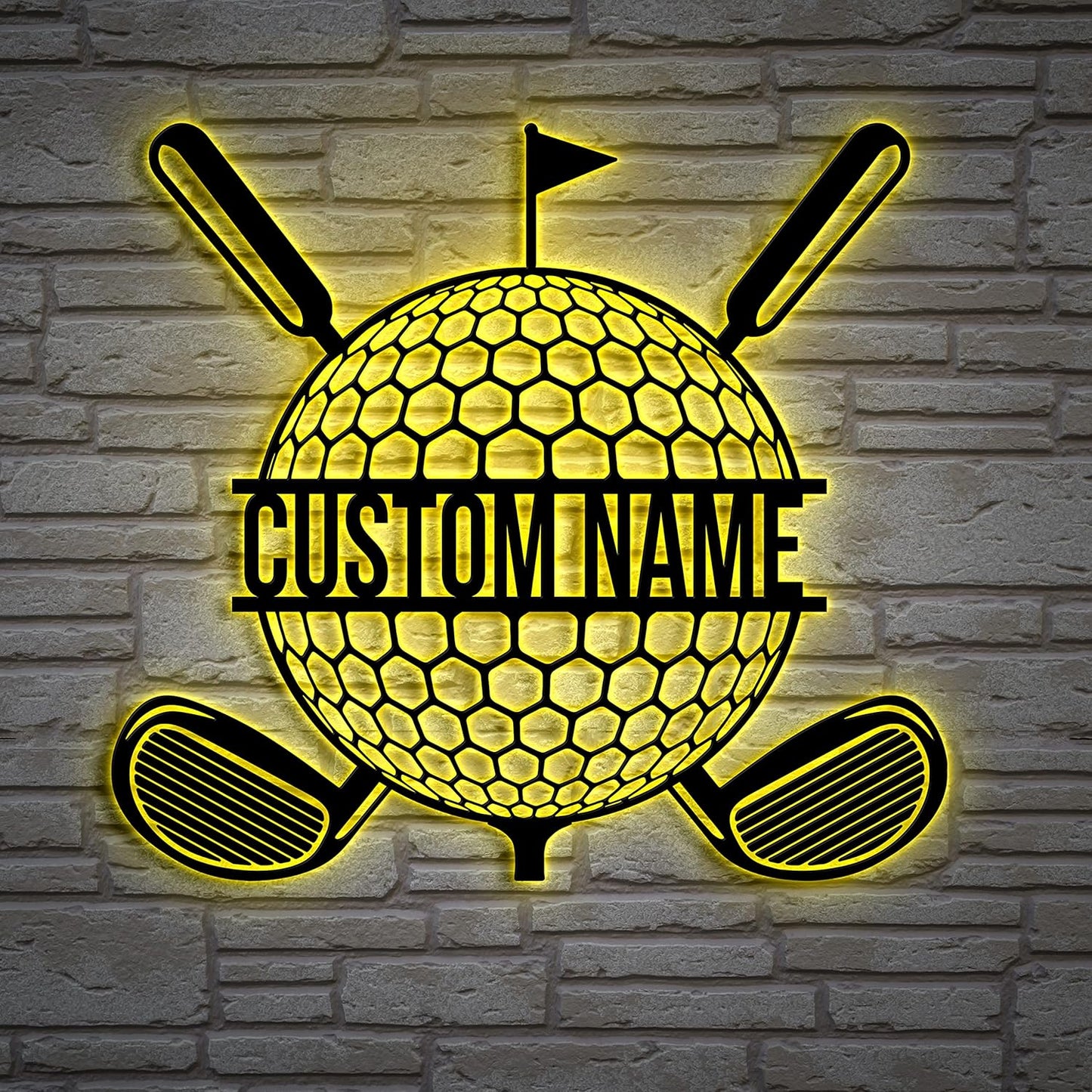 Personalized Man Golfer Name Sign Decoration For Room Metal Wall Art With LED Light, Birthday Gift For Men, Home Decor, Gift For Dad, Son, Sports Lovers, Christmas Gift