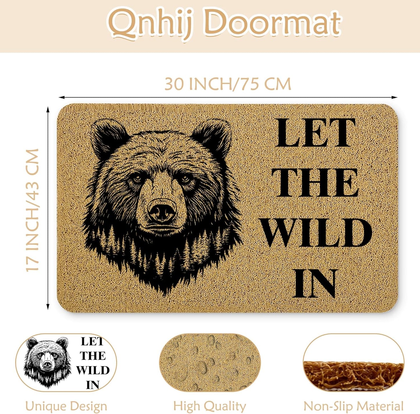 Rv Door Mat, Camper Door Mat, Camping Rug, Rv Rugs, Bear Gifts Doormat, Bear Rugs, 17x30 Inches