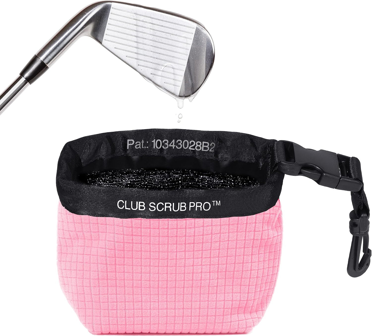 Club Scrub Golf Club and Golf Ball Cleaning Bag, Waterproof Clean Face Technology Liner, Detachable Clip, Machine Washable, Cleans Club Grooves, Dry Exterior (Neoprene or Microfiber Option Available)