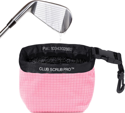 Club Scrub Golf Club and Golf Ball Cleaning Bag, Waterproof Clean Face Technology Liner, Detachable Clip, Machine Washable, Cleans Club Grooves, Dry Exterior (Neoprene or Microfiber Option Available)