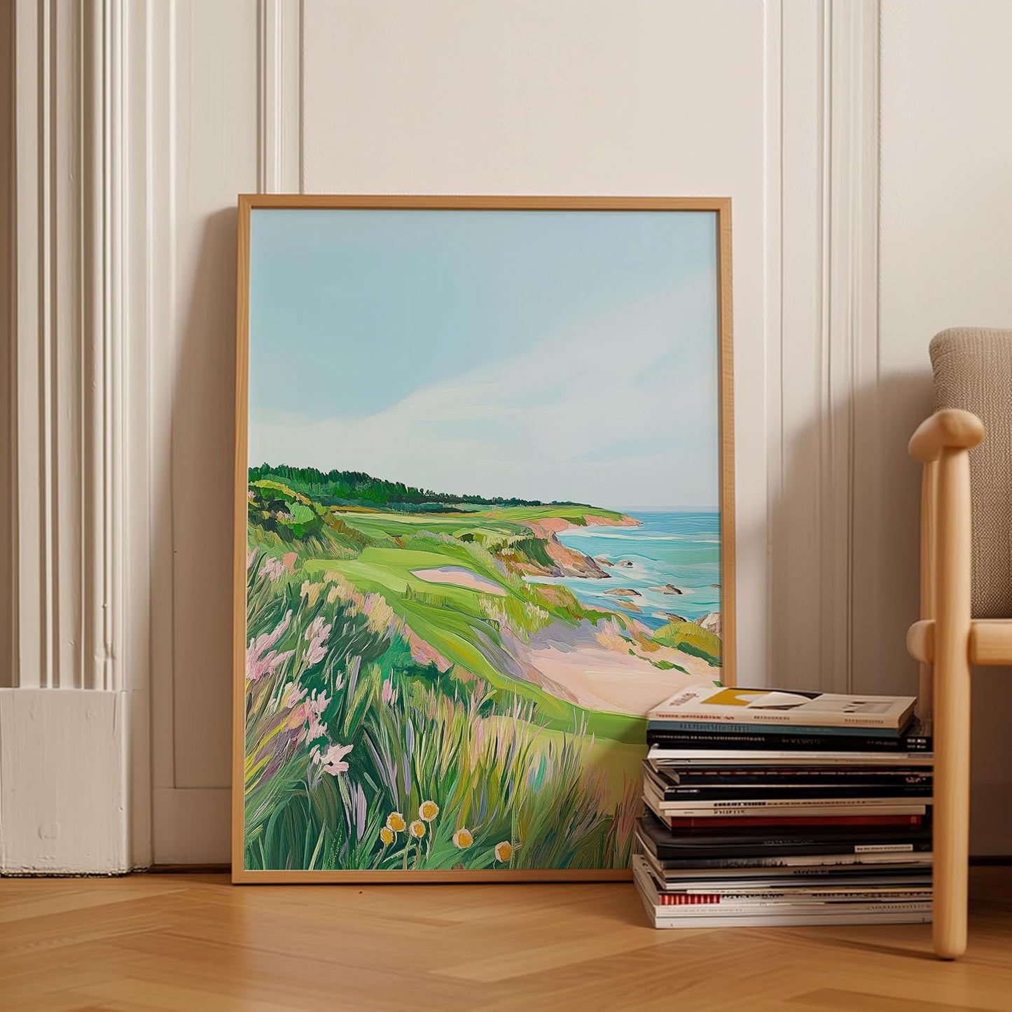 Golf Course Floral Pastel Art Print Posters - Premium Giclee Fine Art Prints - Golf Course Home Decor Posters, Golfer Art Prints for Home and Office Decor - Vintage Aesthetic, Ready to Frame