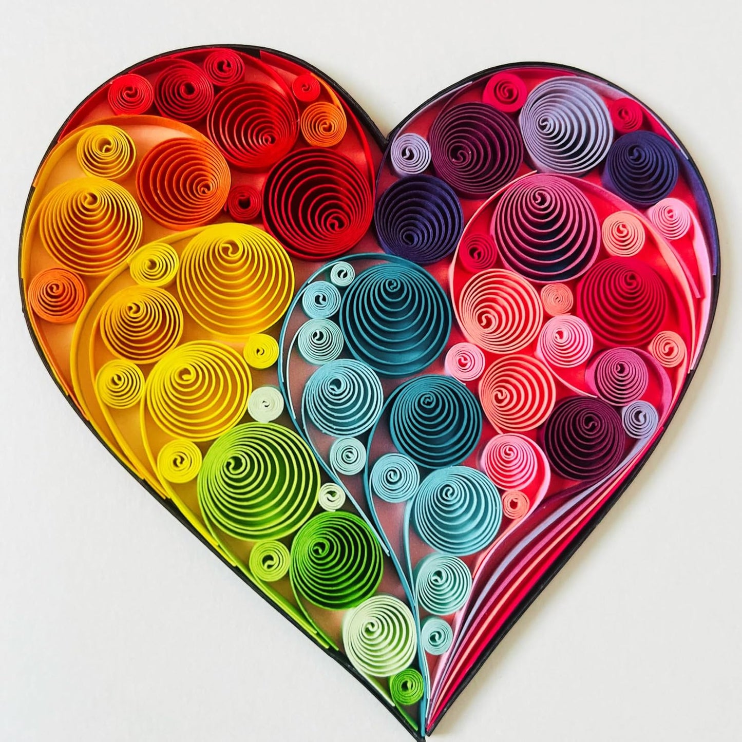 Quilling Cards, handmade card, quilled cards with Handmade Art for all occasions: quilling birthday card for women, Birthday card, mother... colorful heart design (Colorful heart)