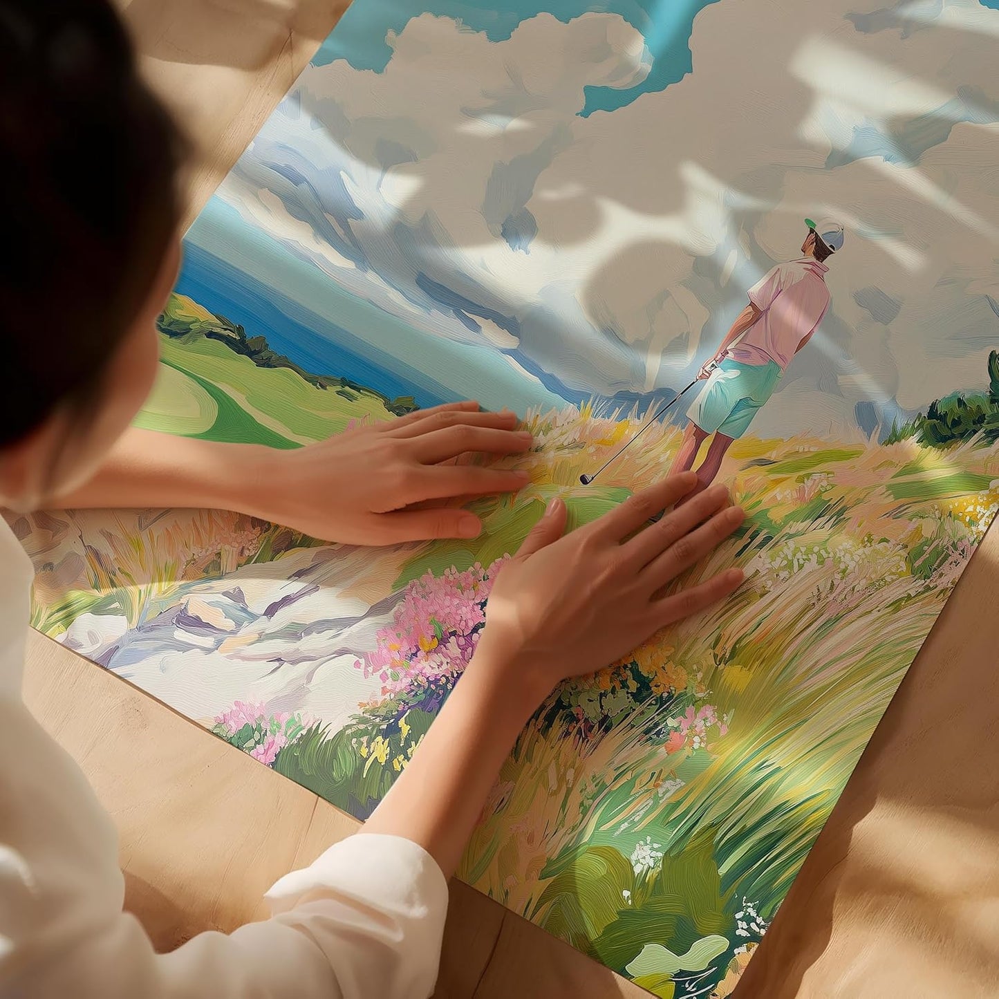 Golf Course Floral Pastel Art Print Posters - Premium Giclee Fine Art Prints - Golf Course Home Decor Posters, Golfer Art Prints for Home and Office Decor - Vintage Aesthetic, Ready to Frame