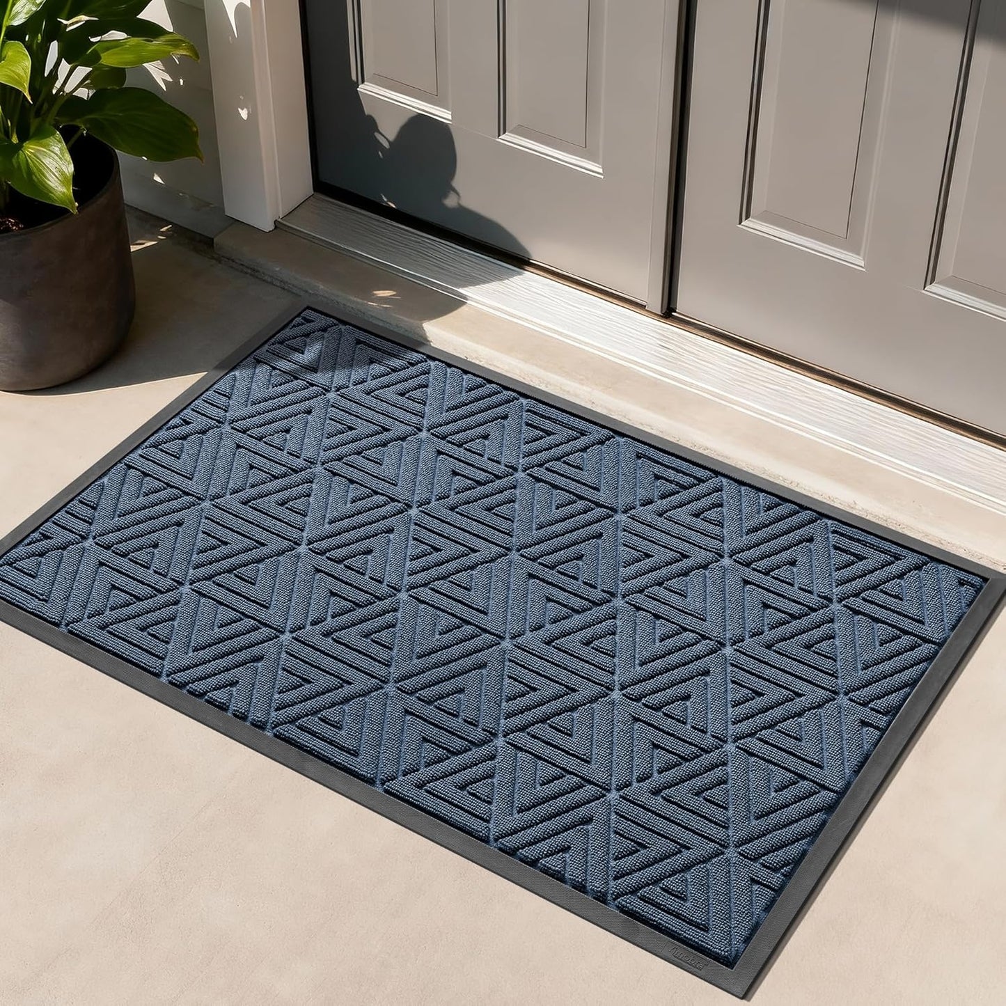 Yimobra Large Door Mat 47x32, All-Weather Waterproof Non-Slip Welcome Matt Outdoor, Heavy Duty Non Slip Doormat for Entryway for Patio and Garage Indoor, Easy Clean, Blue