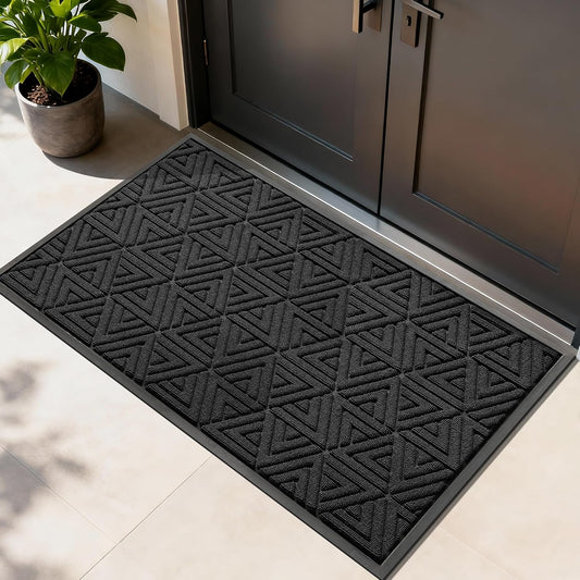 Yimobra Extra Large Door Mat 60x36, All-Weather Waterproof Non-Slip Welcome Matt Outdoor, Heavy Duty Non Slip Doormat for Entryway for Patio and Garage Indoor, Easy Clean, Black