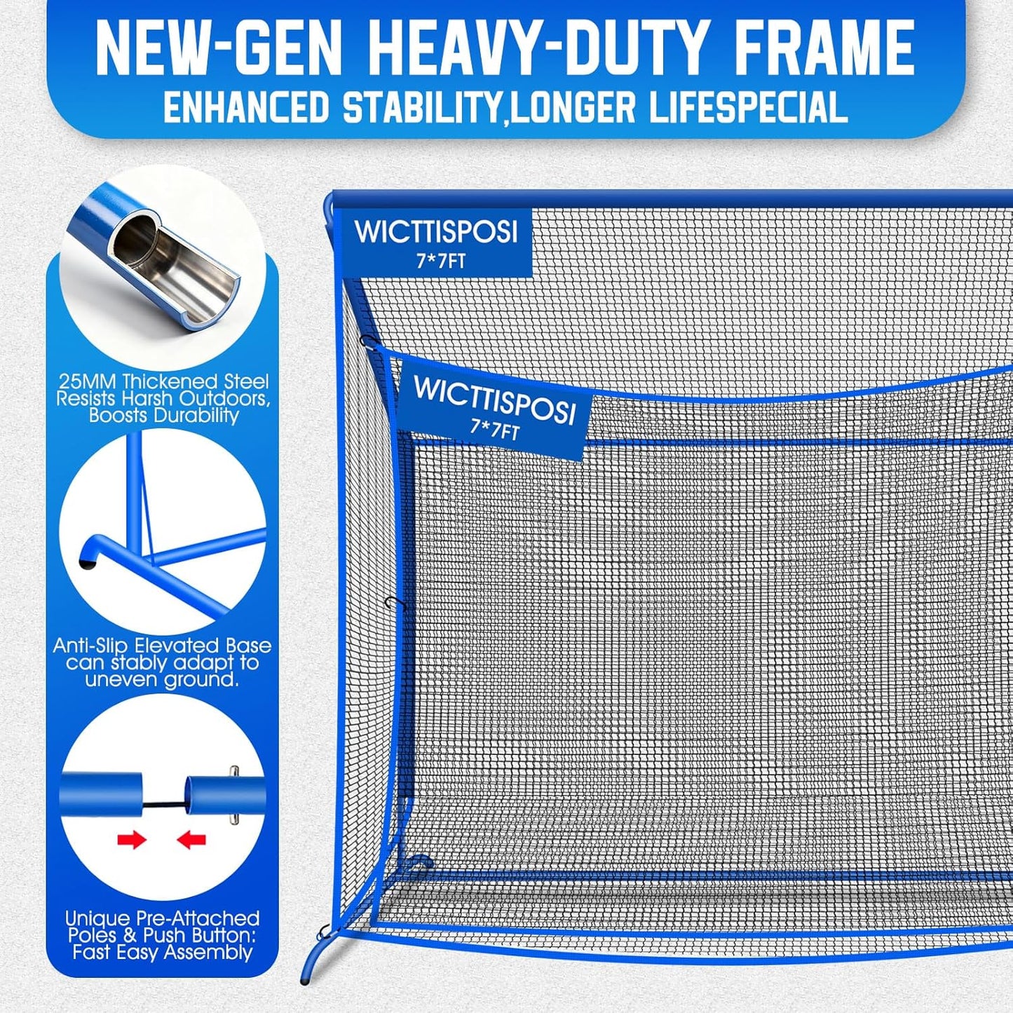 Golf Hitting Net with Extra Striking Net, 10x7ft/7x7ft Heavy Duty Golf Practice Nets for Golfers Backyard Driving Swing, Golf Impact Cage Metal Frame with Storage Bag&Elevated Base, Indoor Outdoor Use
