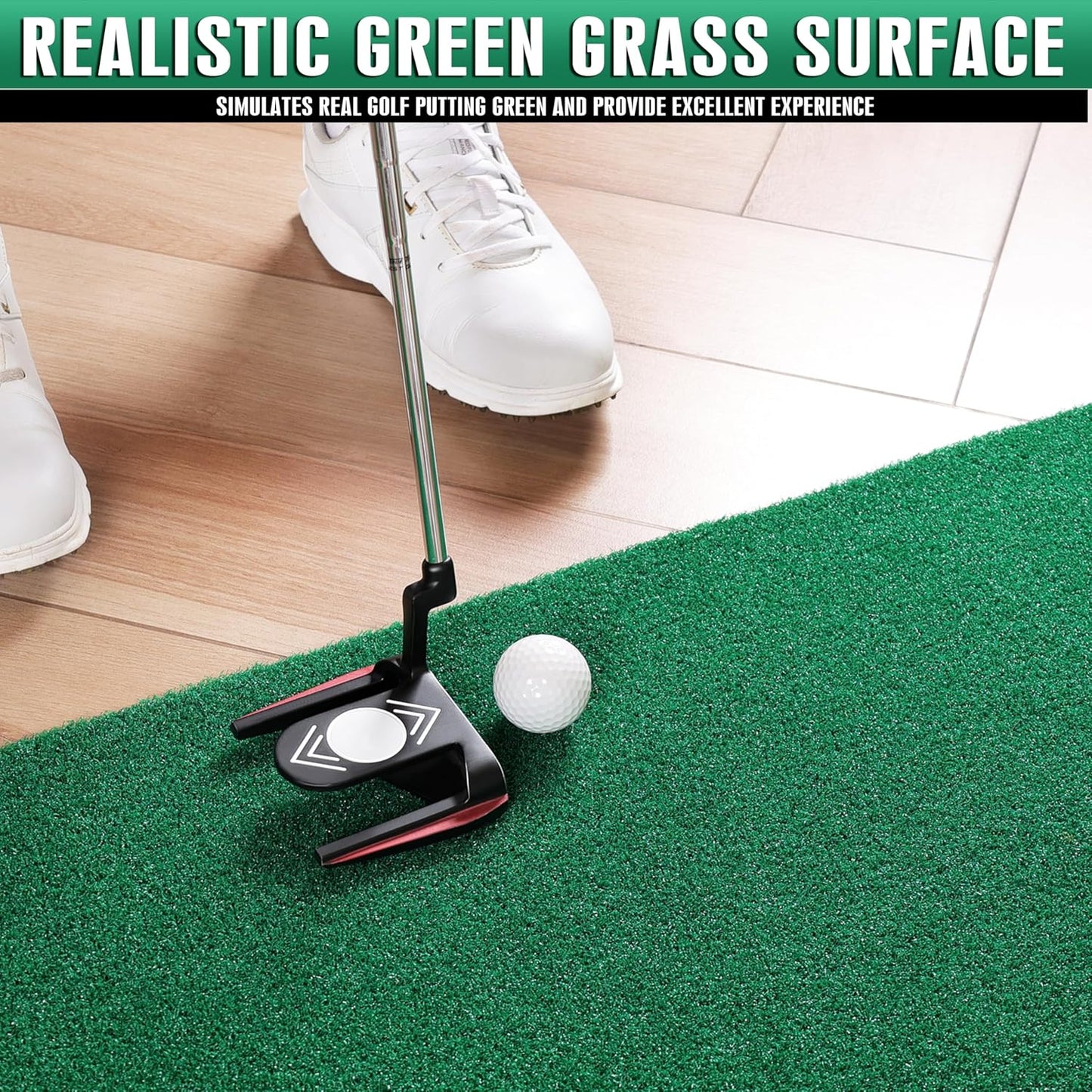 CHAMPKEY Golf Putting Green Indoor - Advanced Guides Golf Putting Mat - Enhance Putting Accuracy and Challenge