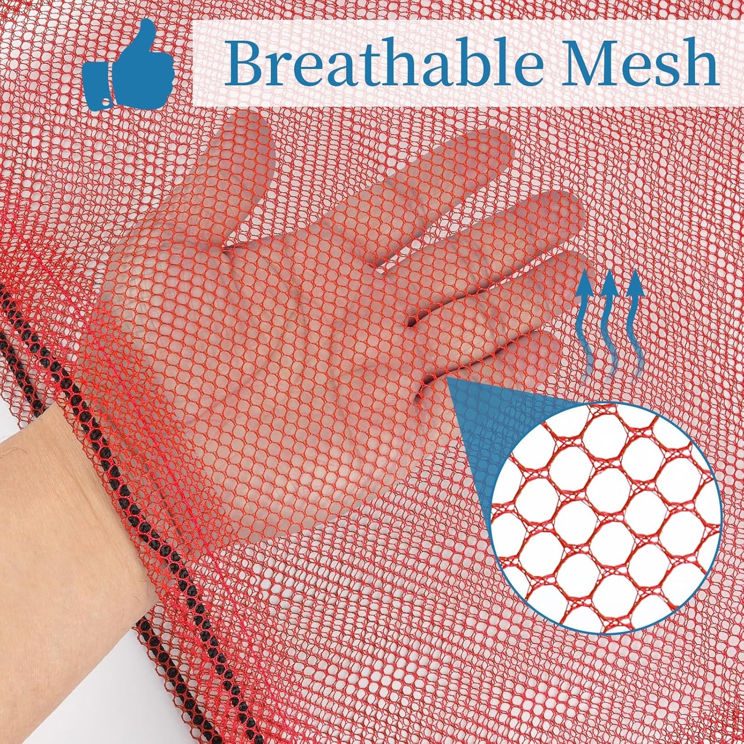 6 Pcs Mesh Bags Drawstring, 14x17 Inch with Lock, Multipurpose Storage Bags for Gym, Balls, Beach, Laundry(Red)