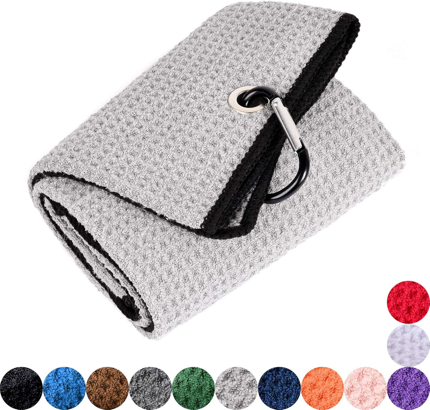Mile High Life Microfiber Waffle Pattern Golf Towel | Club Groove Cleaner Brush | Foldable Divot Tool with Magnetic Ball Marker (Gray Towel/Brush/Bone Divot)