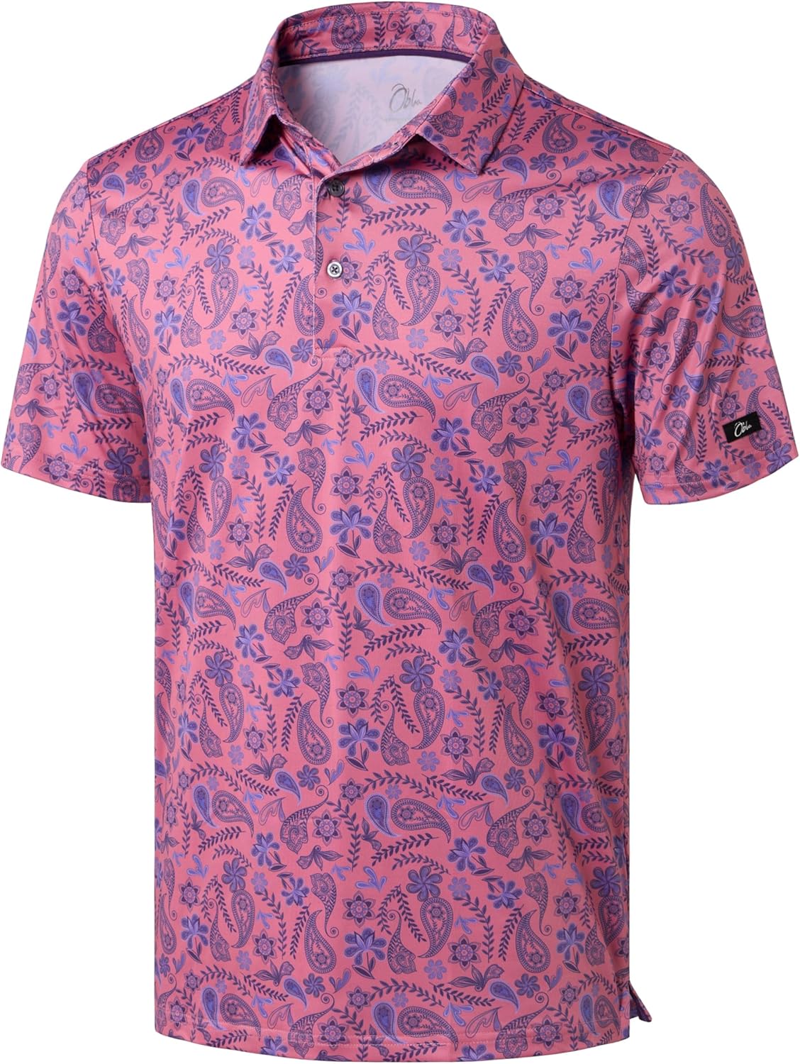 Obla Mens Golf Polo Shirts Short Sleeve Dry Fit Performance Moisture Wicking Casual Print Collared Golf Shirts for Men