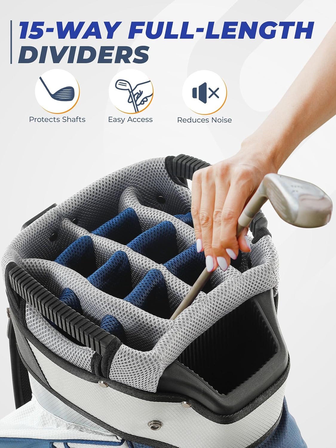 Golf Cart Bag, 15 Way Top Lightweight Golf Bag, Golf Club Cart Bags for Men Women with Full-Length Dividers, Dedicated Putter Well, Rain Cover Black and Red