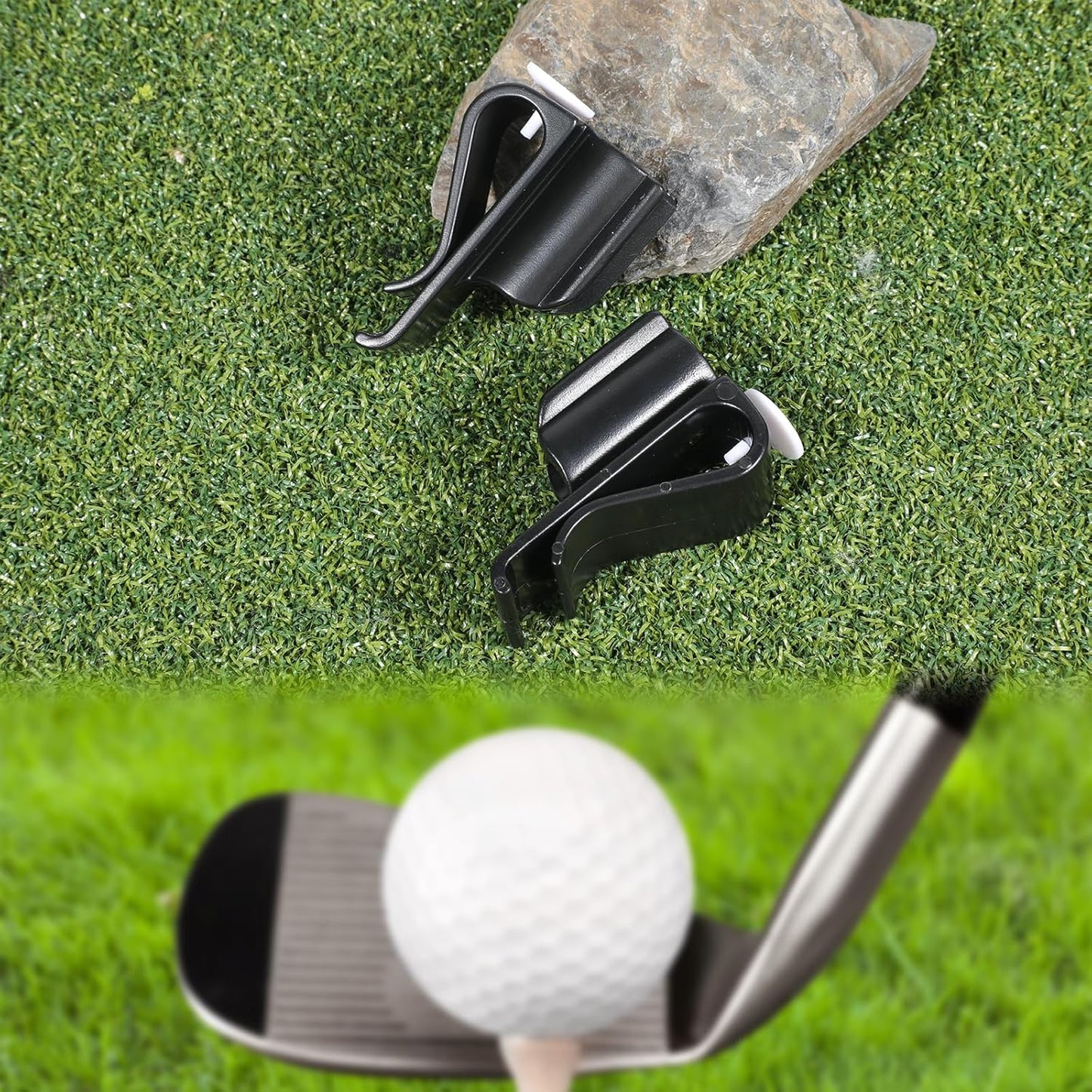 2Pcs Black Golf Putter Clip, Putter Clip Holder for The Golf Bag Club Clips On Clamp Holder Organizer Pen Holders for Outside Bags Value Durable Plastic Accessories for Men Women Golfer