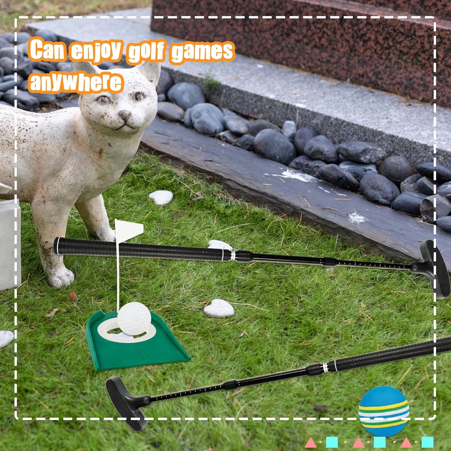 3 Pack Adjustable Golf Putter Set Mini Golf Club Putter Right or Left Handed Two-Way with 6 Golf Training Balls 6 Practice Foam Balls 3 Flag Cup for Kids Teenagers Men Women