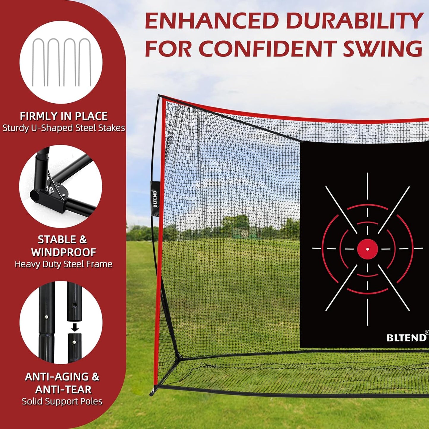 Golf Pracitce Net Set: 10x7ft Heavy Duty Golf Nets for Backyard Driving Real Balls, Golfer Training Equipment with Tri-Turf Mat for Outdoors/Indoors Hitting Driving Swing Chipping, Ideal Golfer Gift