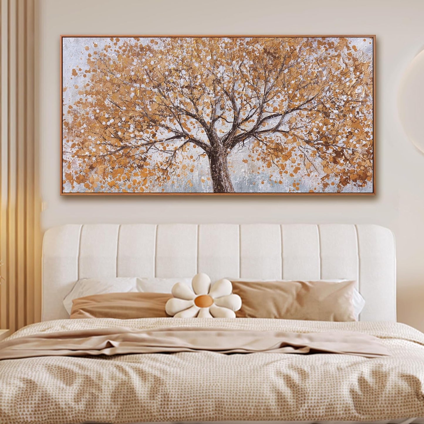 Framed Wall Art Gold Tree Of Life Framed Modern Artwork Canvas Painting Textured Tree Pictures Wall Decor For Living Room Bedroom Dining Room Home Office Decor Ready To Hang 24"X48"