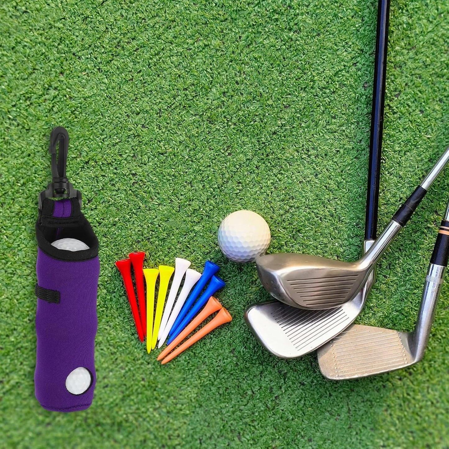 uxcell Golf Ball Carry Bag, Waist-Mounted Storage Bag Neoprene Golf Tee Holder Pouch with Lightweight Hook for Men and Women