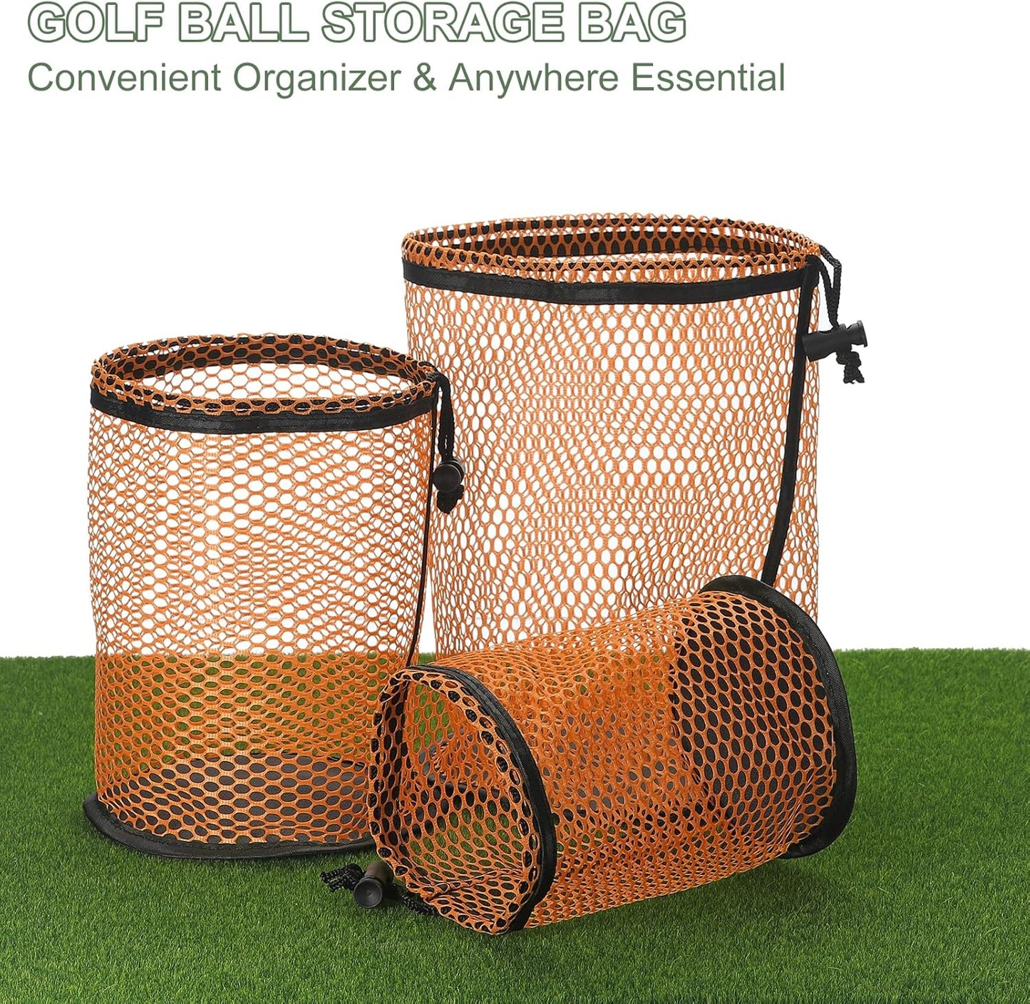 Golf Ball Storage Bag Nylon Mesh Golf Pouch with Adjustable Drawstring Closure for Balls Outdoor Sports Supplies