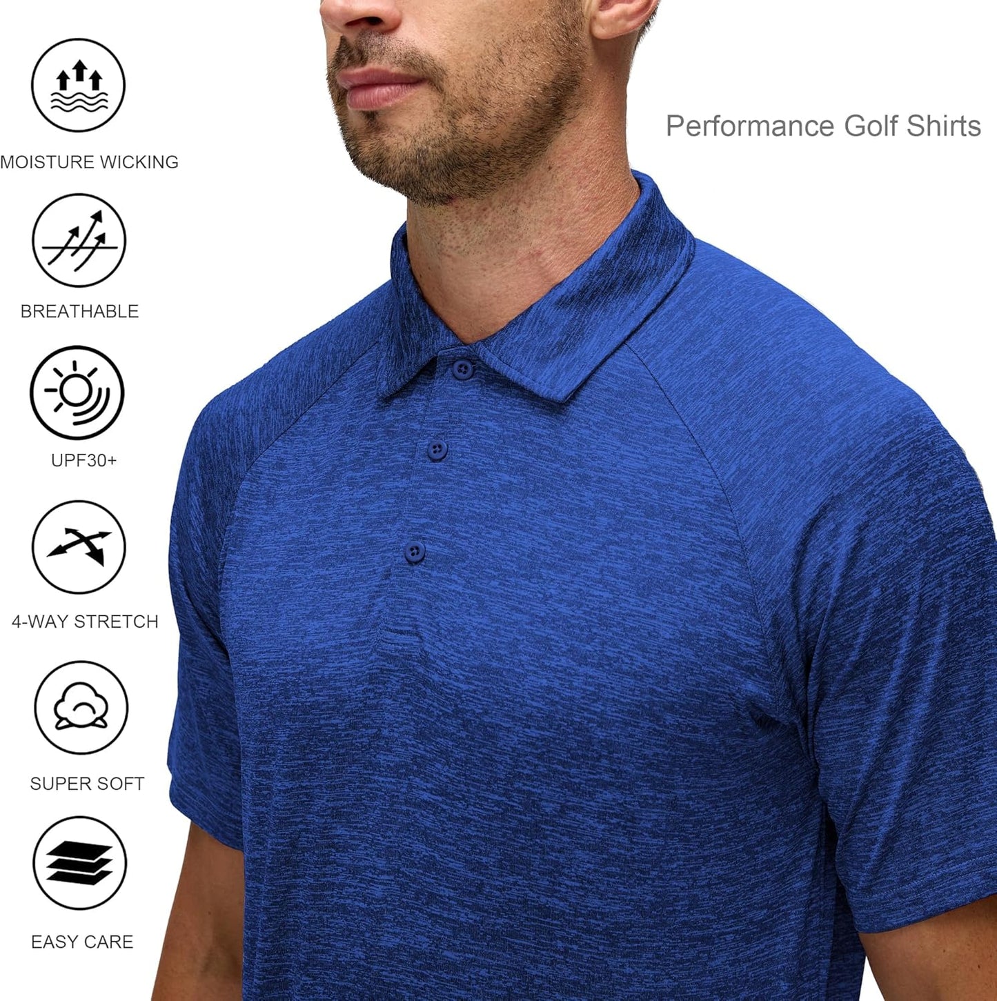 Alex Vando Mens Golf Shirt Moisture Wicking Quick-Dry Short Sleeve Casual Polo Shirts for Men