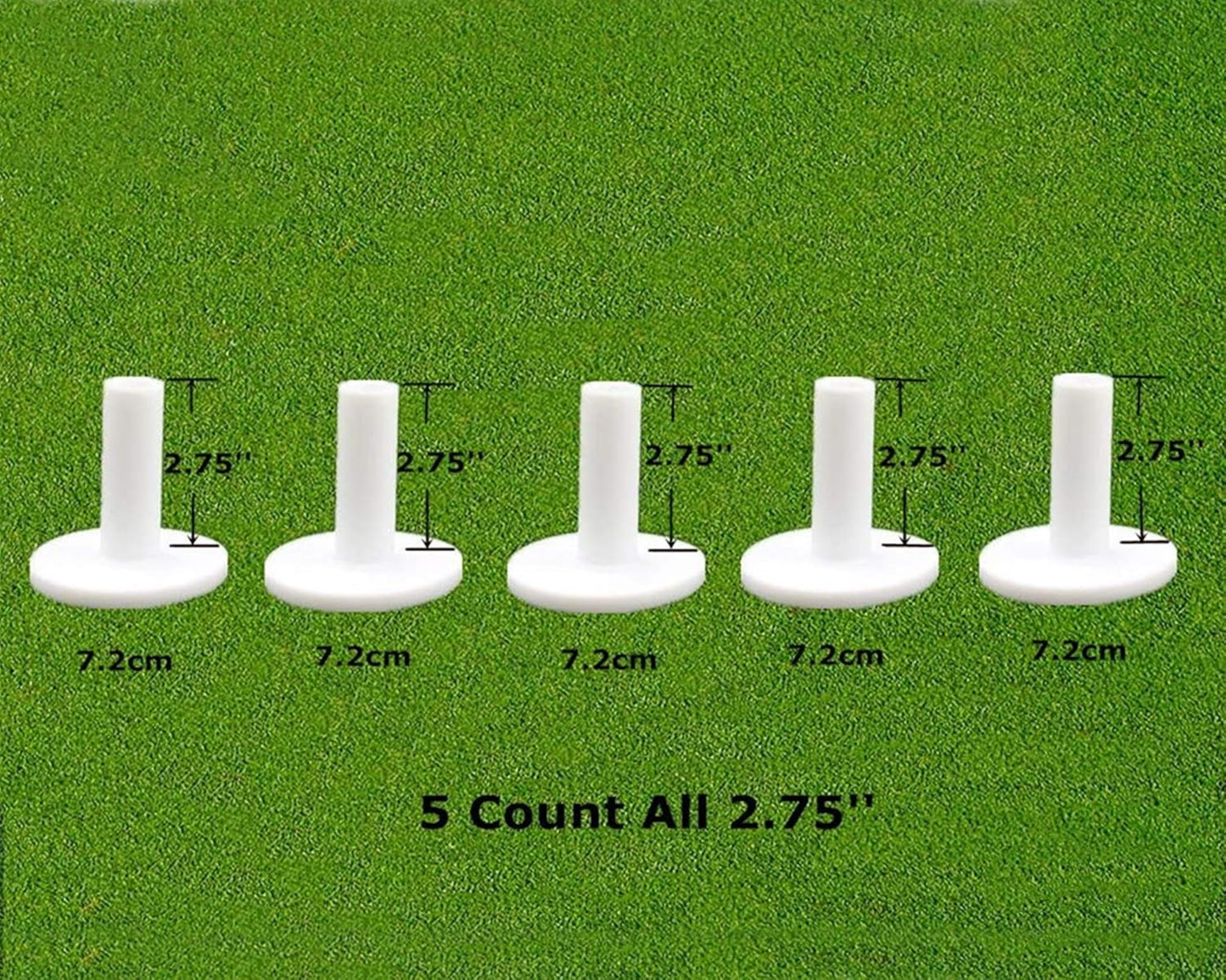 FINGER TEN Golf Rubber Tees Driving Range Value 5 Pack, Mixed Size or 5 Same Size for Practice Mat