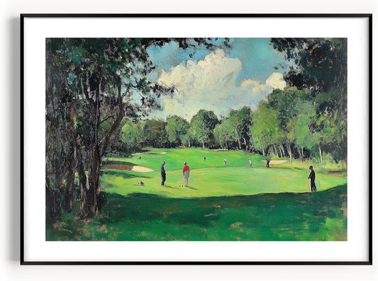 Vintage Golf Course Premium Giclee Fine Art Prints - Antique Style Golf Course Painting Posters, Golf Wall Art, Aesthetic Golfing Poster for Home Office Decor, Ready to Frame
