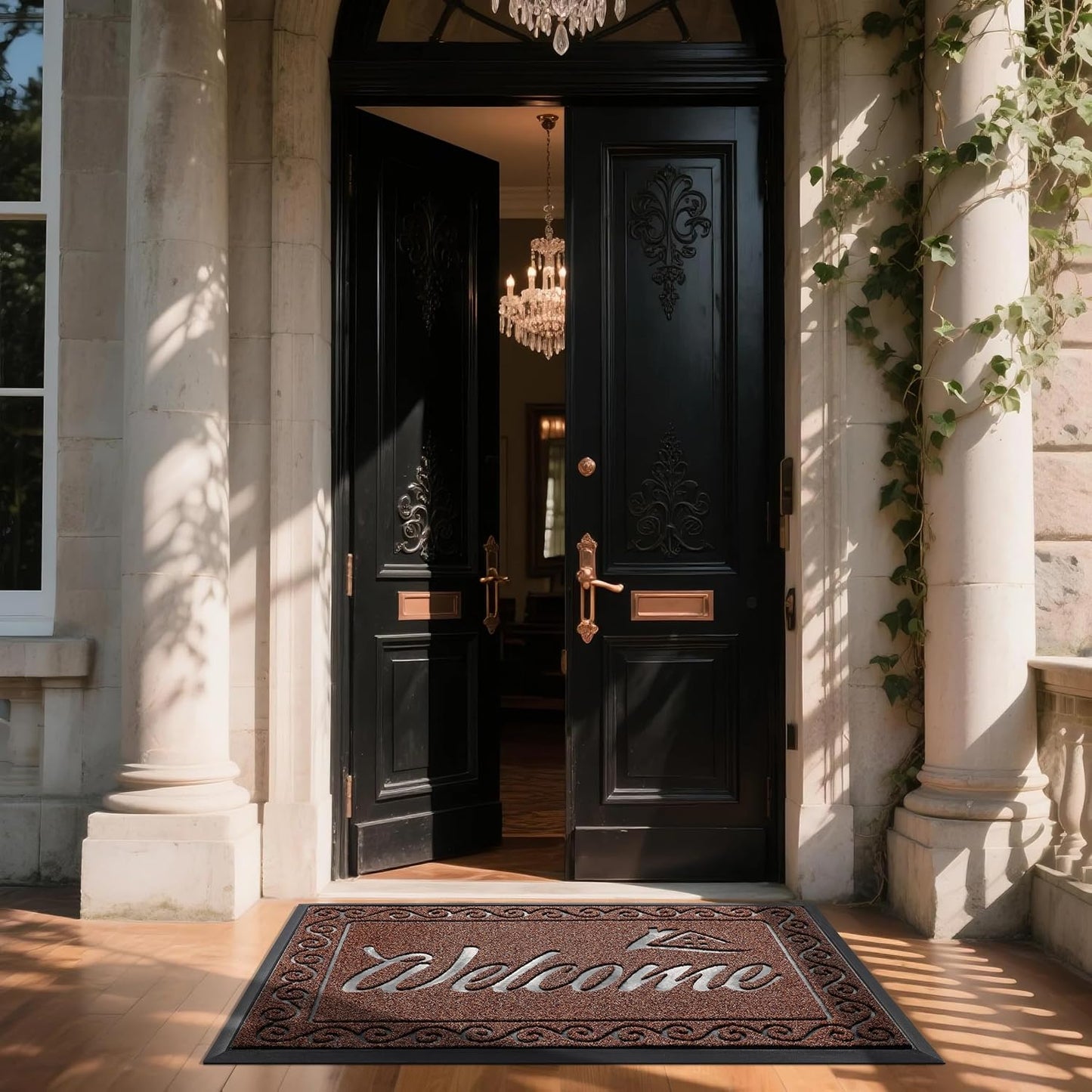 Yimobra Welcome Mat, Heavy Duty Sturdy Door Mats for Home Entrance Outdoor Indoor, Front Doormat for Outside Patio Floor Entry Porch Garage Office, Waterproof, Low Profile, 60 x 36, Maroon